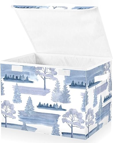 Foggy Forest Storage Totes With Lids Stackable Organizing Containers Closet Storage Bins for Office Supplies Home Decor