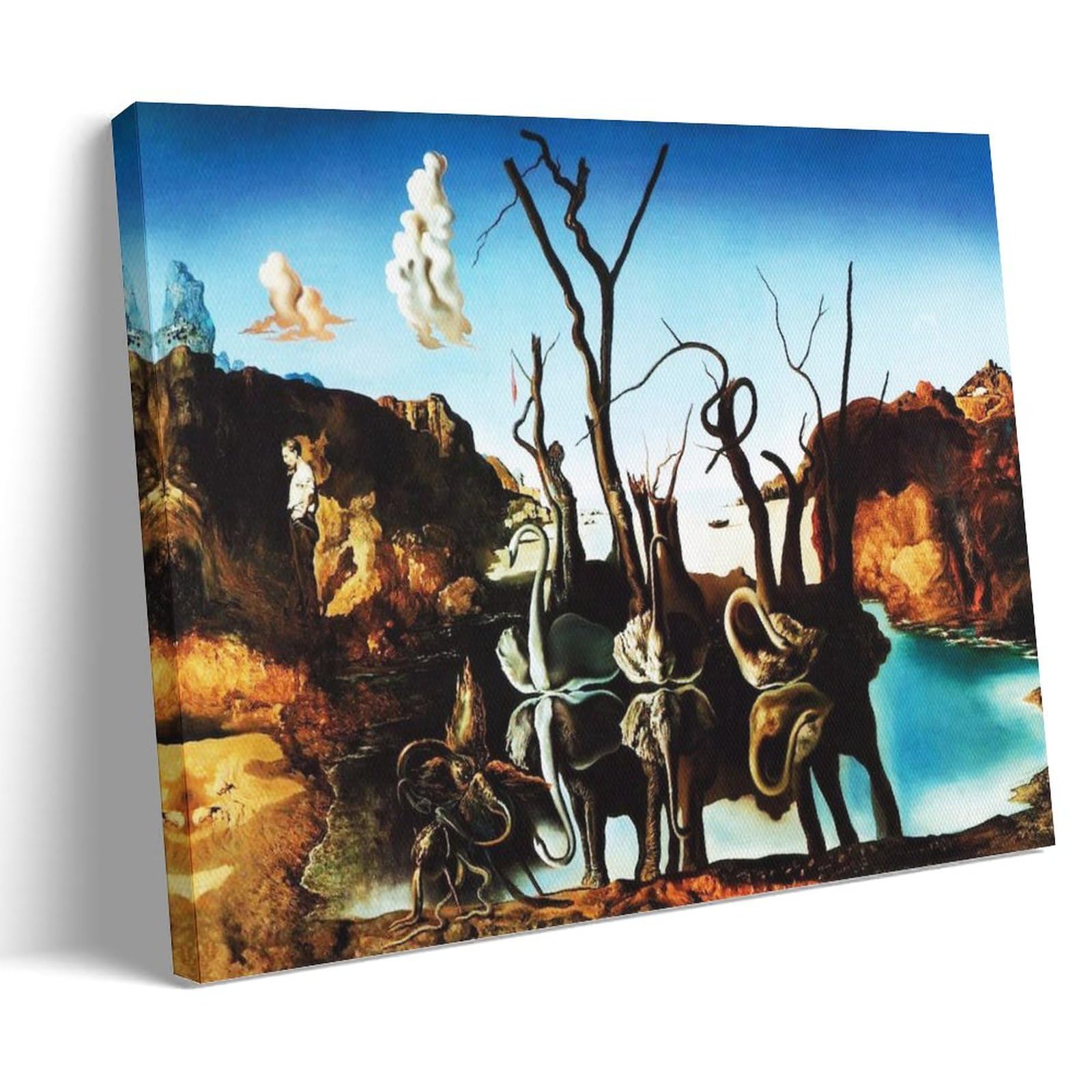 Salvador Dali Famous Painters' Works（Swans Reflecting Elephants）Printing Posters Wall Art Scroll Canvas Painting Picture Living Room Decor Home 12x18inch(30x45cm)