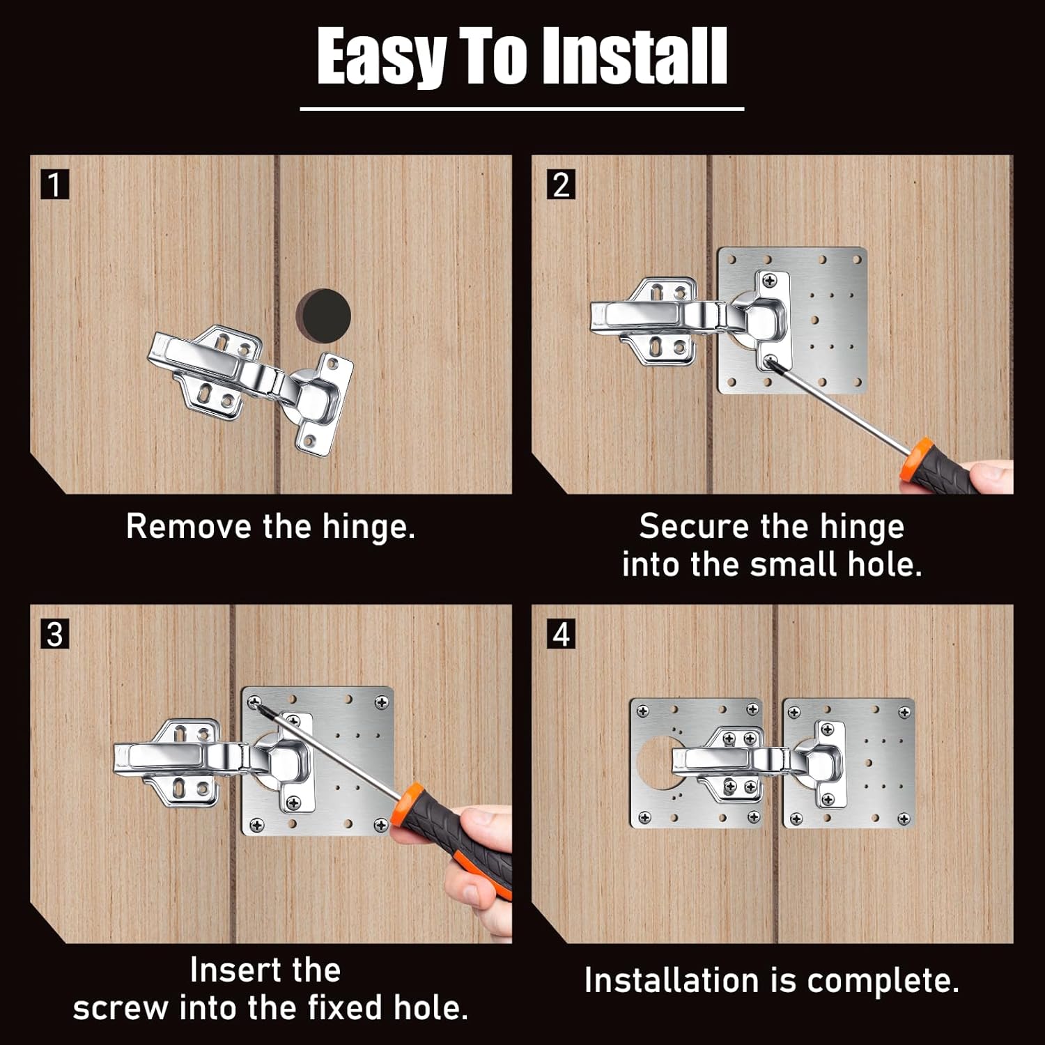 20 PCS Upgraded Cabinet Hinge Repair Plate Kit, Stainless Steel Hinge Repair Brackets Kit, Metal Hinges Repairs Fixing Plates with Screw for Kitchen Cupboard Door Locker Cabinet Door