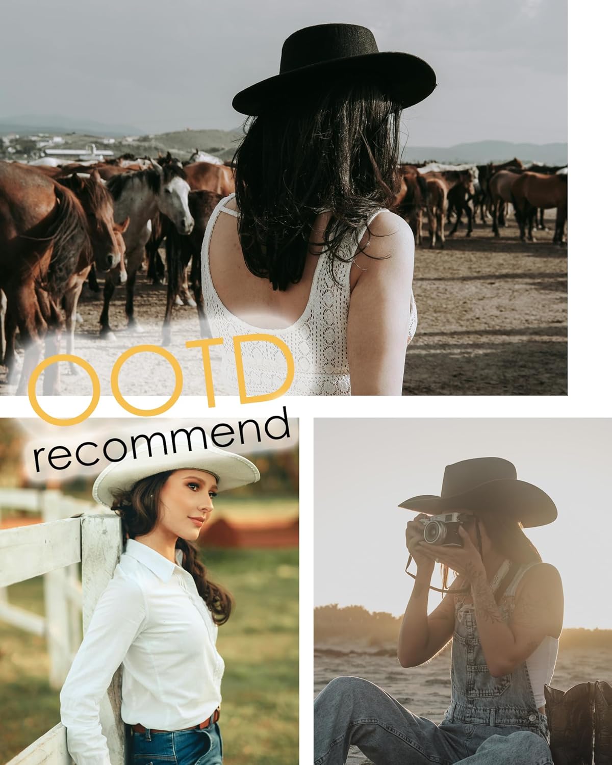 Gossifan Western Cowboy Hat for Men Women Wide Brim Felt Fedora Cowgirl Hats with Buckle Belt - Image 7