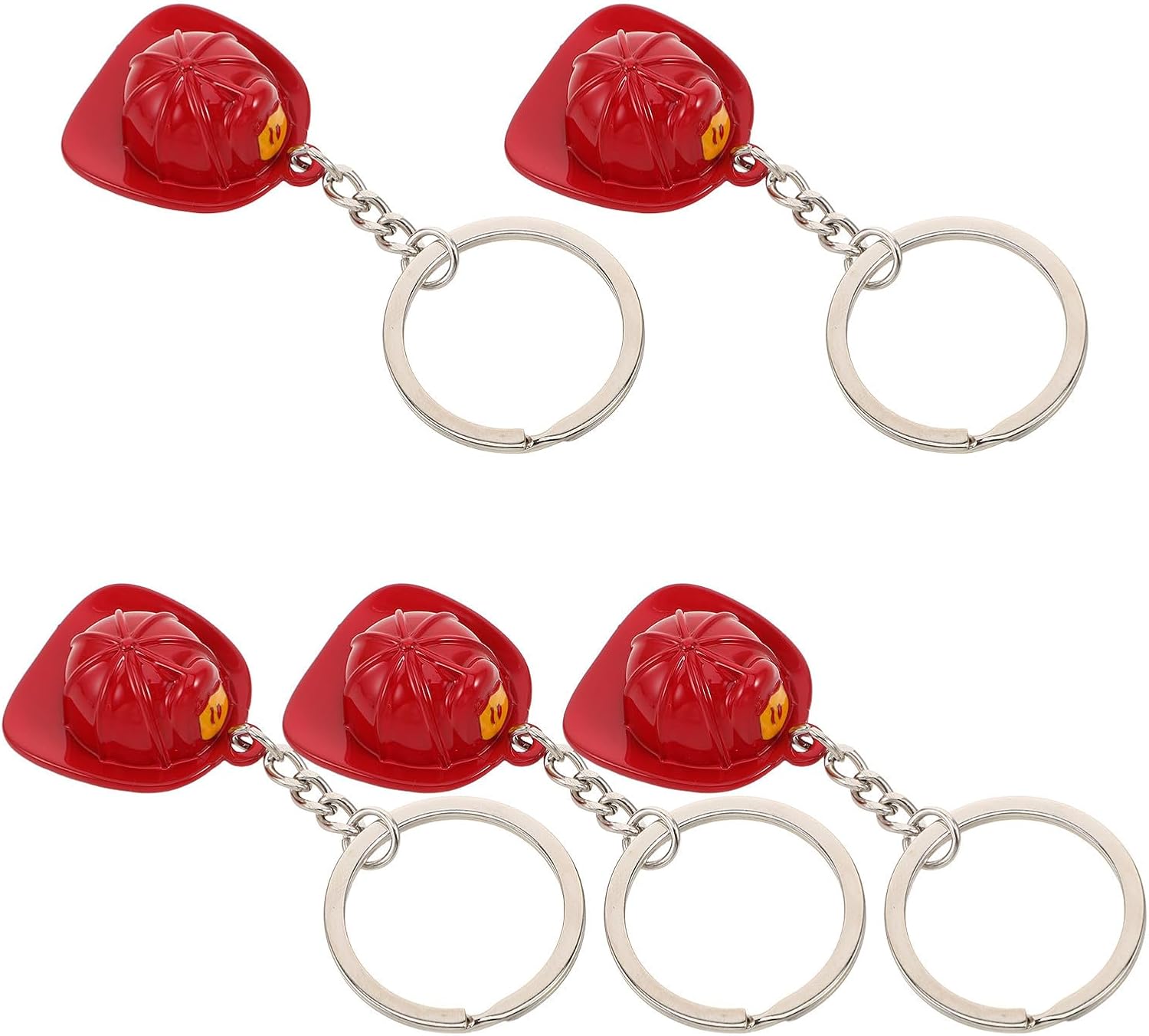 COHEALI 5pcs Mini Safety Hard Hat Keyring for Contractors, Red Metal