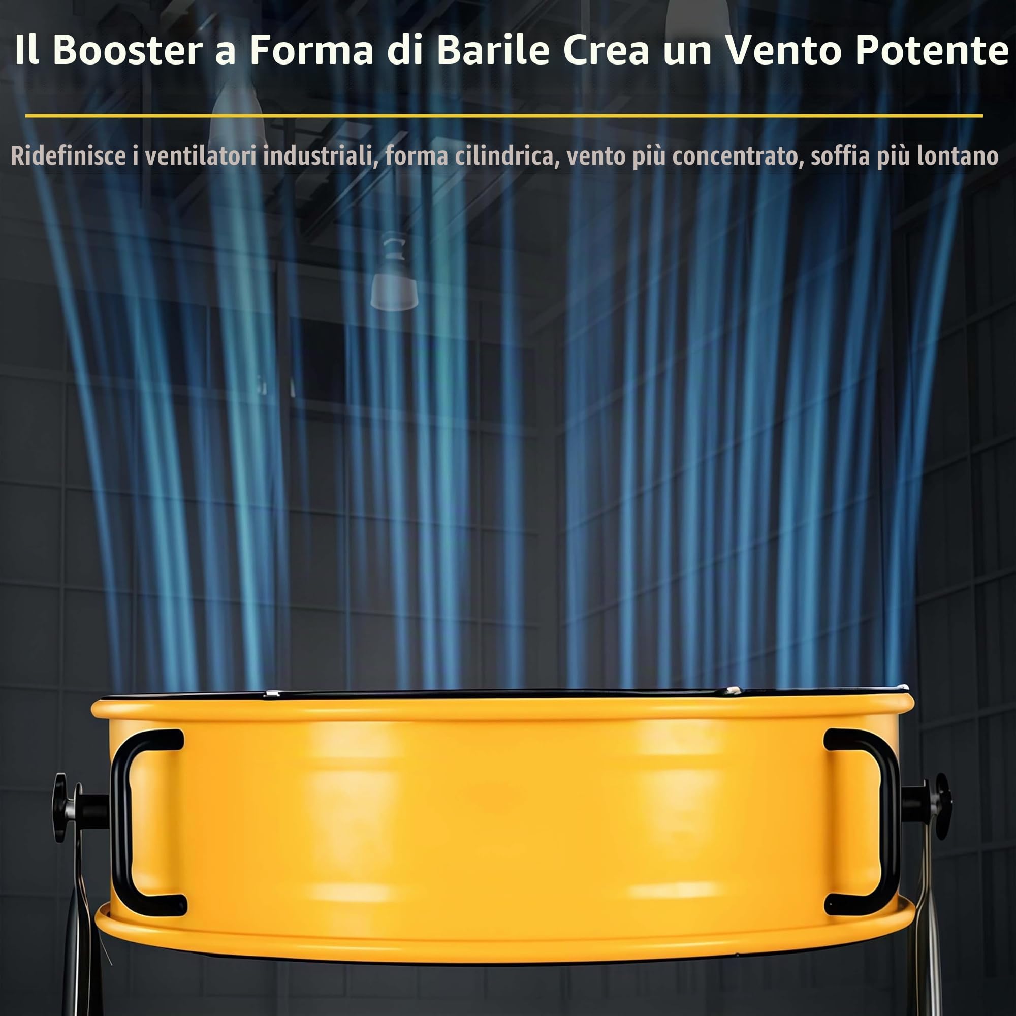 Grande ventilatore industriale a tamburo a 3 velocità, ventilatore da pavimento ad alta velocità con ruote e maniglia incorporate per garage, magazzini, officine, fabbrica e seminterrato