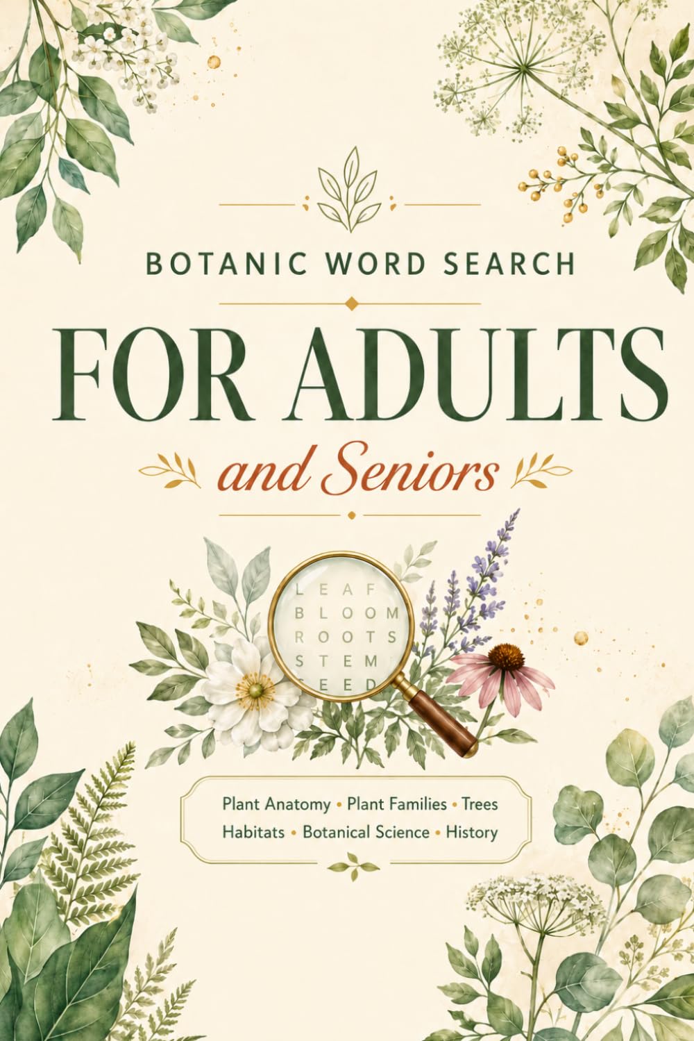 Botanic Word Search for Adults and Seniors: 68 Large Print Puzzles of Plant Anatomy, Plant Families, Trees, Habitats, Botanical Science and the ... the Rose Family, Orchids, and More