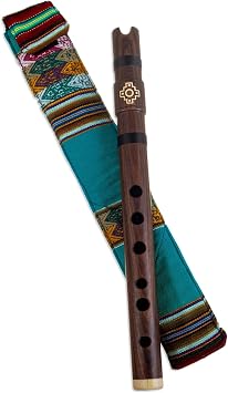 آلة النفخ الخشبية المصنوعة يدويًا من NOVICA Quena Flute مع هيكل أنديزي أخضر بني بيرو الآلات الموسيقية قوة الأنديز التقليدية