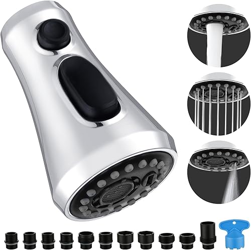 Cabezal rociador extraíble para grifo de cocina, cabezal rociador de cocina Houtingmaan con 11 adaptadores, boquilla de cabezal de grifo de