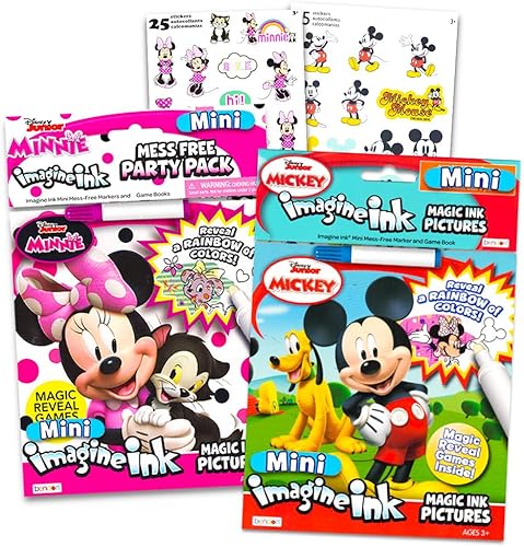 Disney Minnie y Mickey Mouse Imagine Ink Book Bundle con calcomanías de Mickey Mouse y marcadores sin desorden