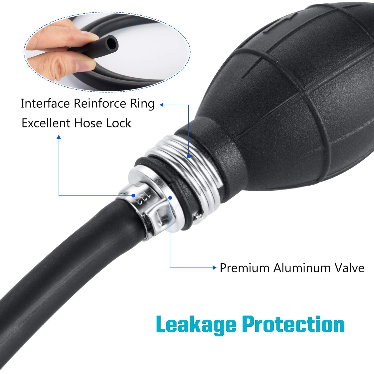 WANGCL Pompa di trasferimento del carburante a sifone Pompa del carburante di trasferimento manuale da 8 mm con tubo flessibile della linea del carburante con primer a clip (tubo nero)