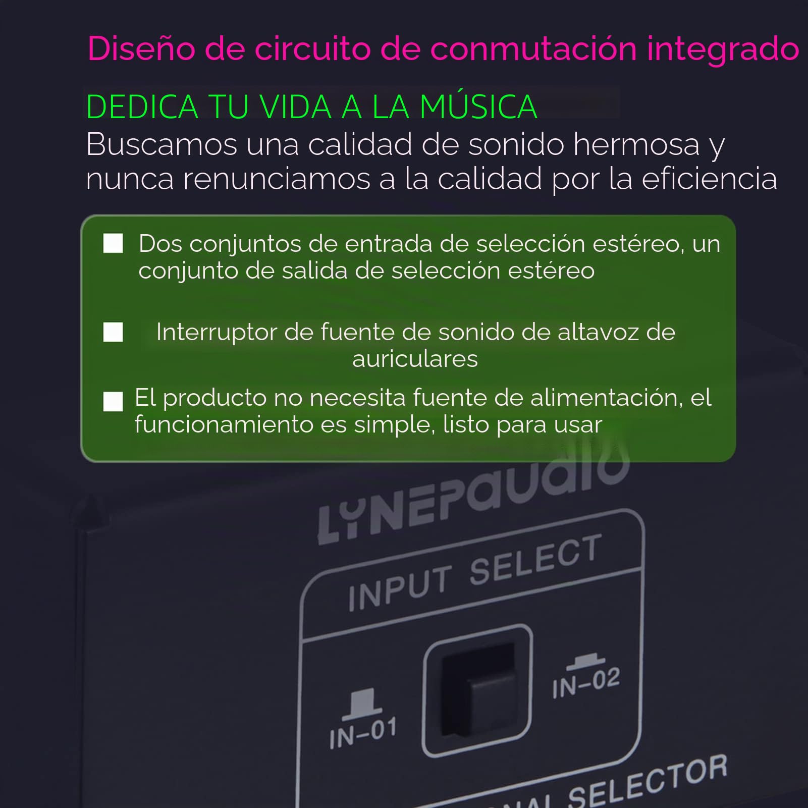 Conmutador de audio RCA 2 en 1 salida/1 en 2 salidas A/B, caja divisora de audio estéreo sin distorsión, conector RCA para cambiar entre altavoces de computadora y auriculares