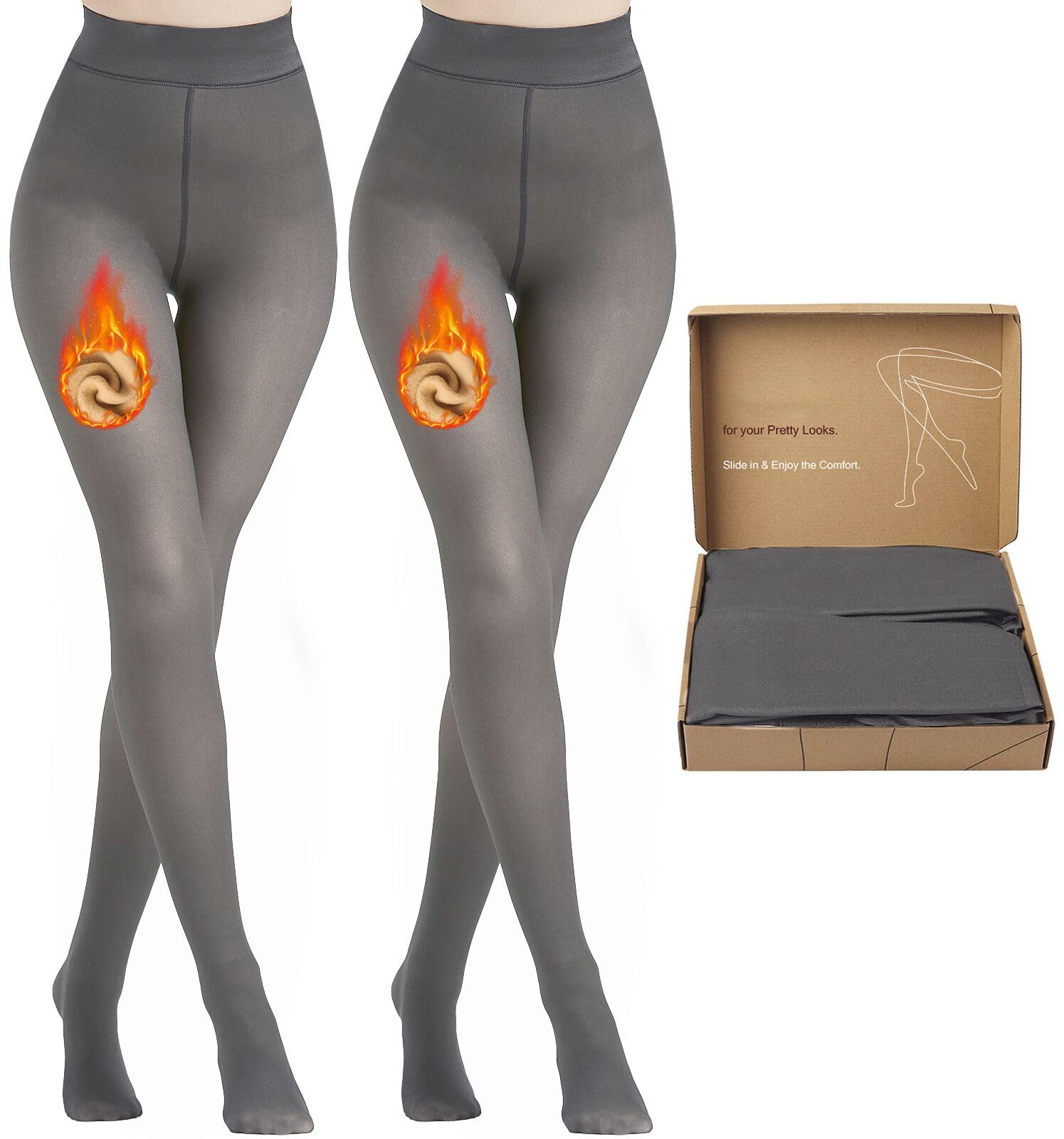 Fleece Lined Tights Women Warm Thermal Tights Sheer Fake Faux Translucent Pantyhose Winter Thick Tights Leggings for Women