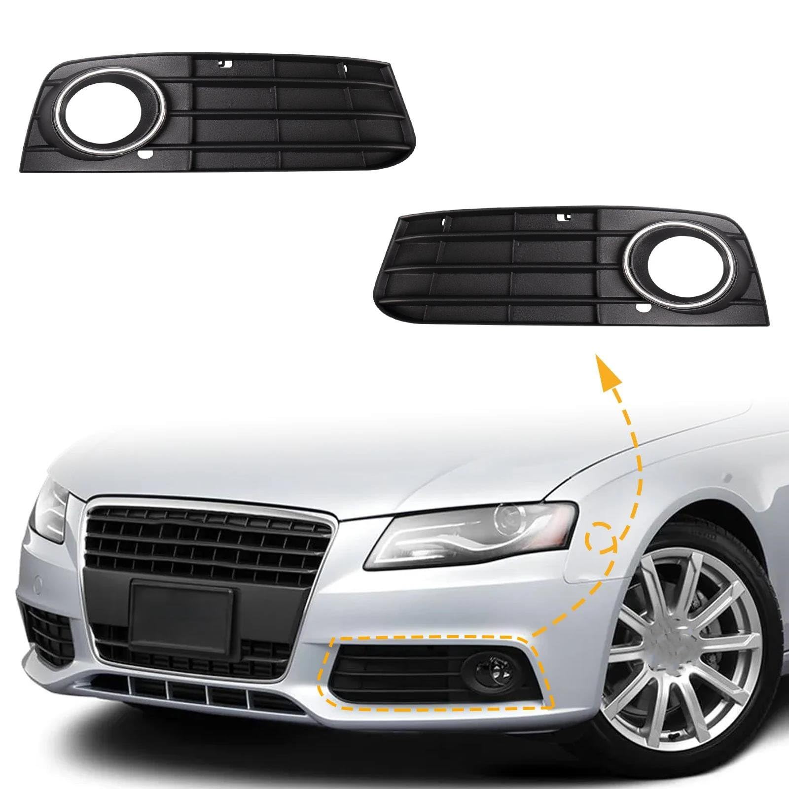 Rejilla Parachoques Delantero para A-UDI A4 B8 A4L 2009-2012 Coche Bajo Luz Antiniebla Parachoques Delantero Marco Lámpara Embellecedor Cubierta Parrilla Luz Antiniebla Cubierta(Izquierda)