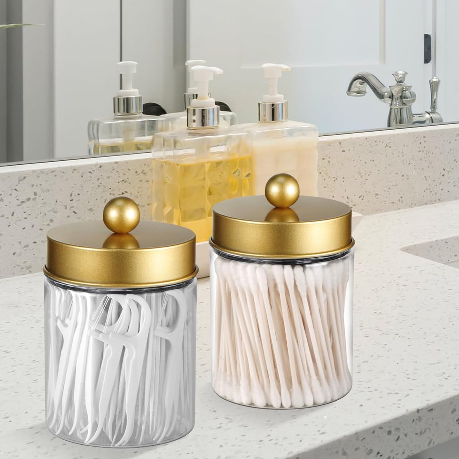 Contenitore Multiuso con Vista Trasparente per Uso in Bagno, Contiene batuffoli Cotone, personalizza Prodotti per la Cura, Barattolo Minimalista