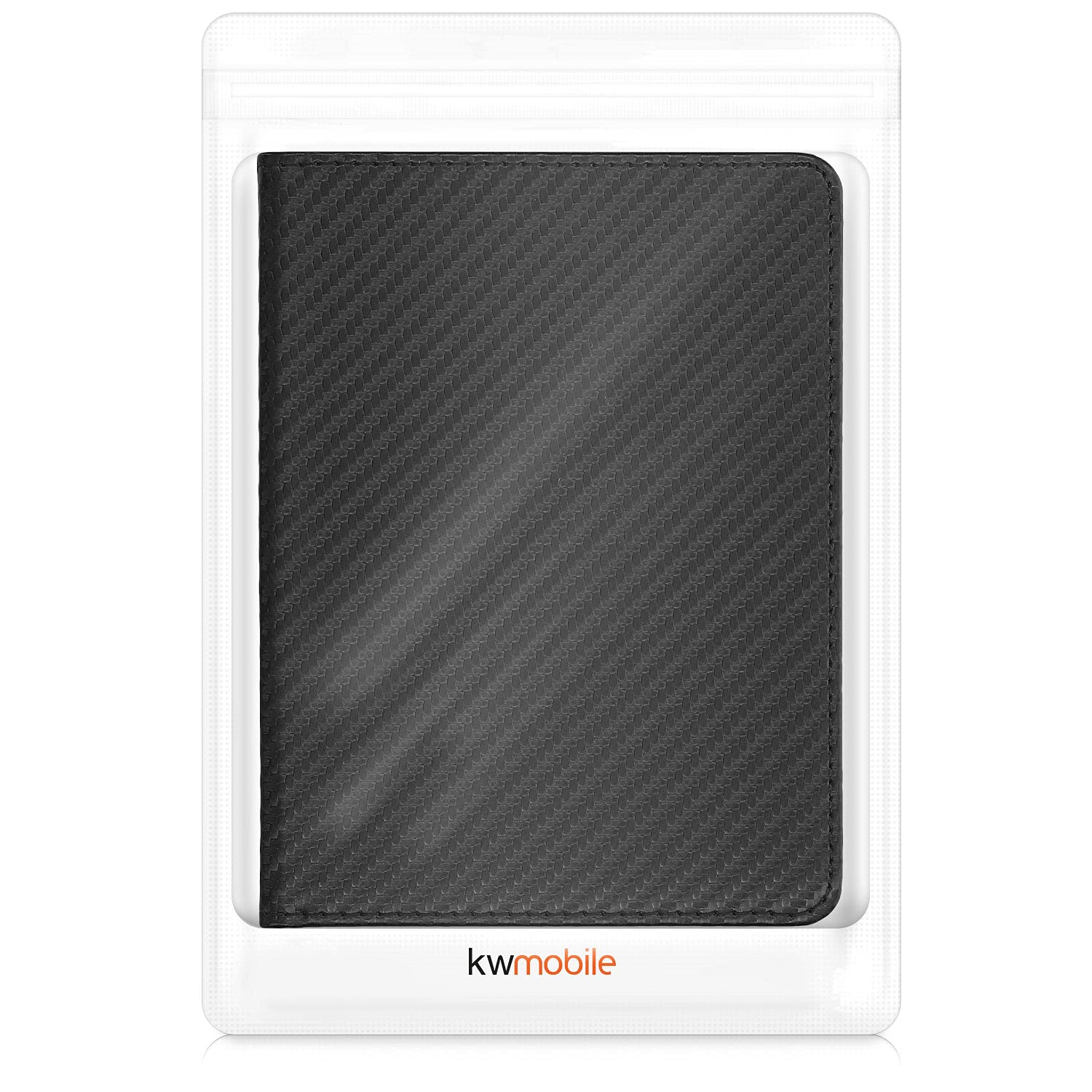 kwmobile Funda para permiso de circulación coche de cuero sintético - 10.5 x 14.8 CM - de carbono negro