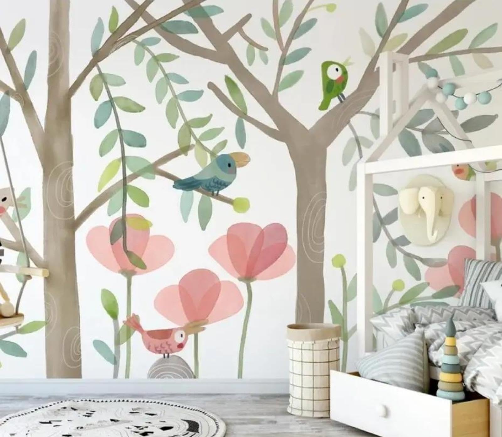 Papier peint mural 3D oiseaux des bois ILIYA pour salon