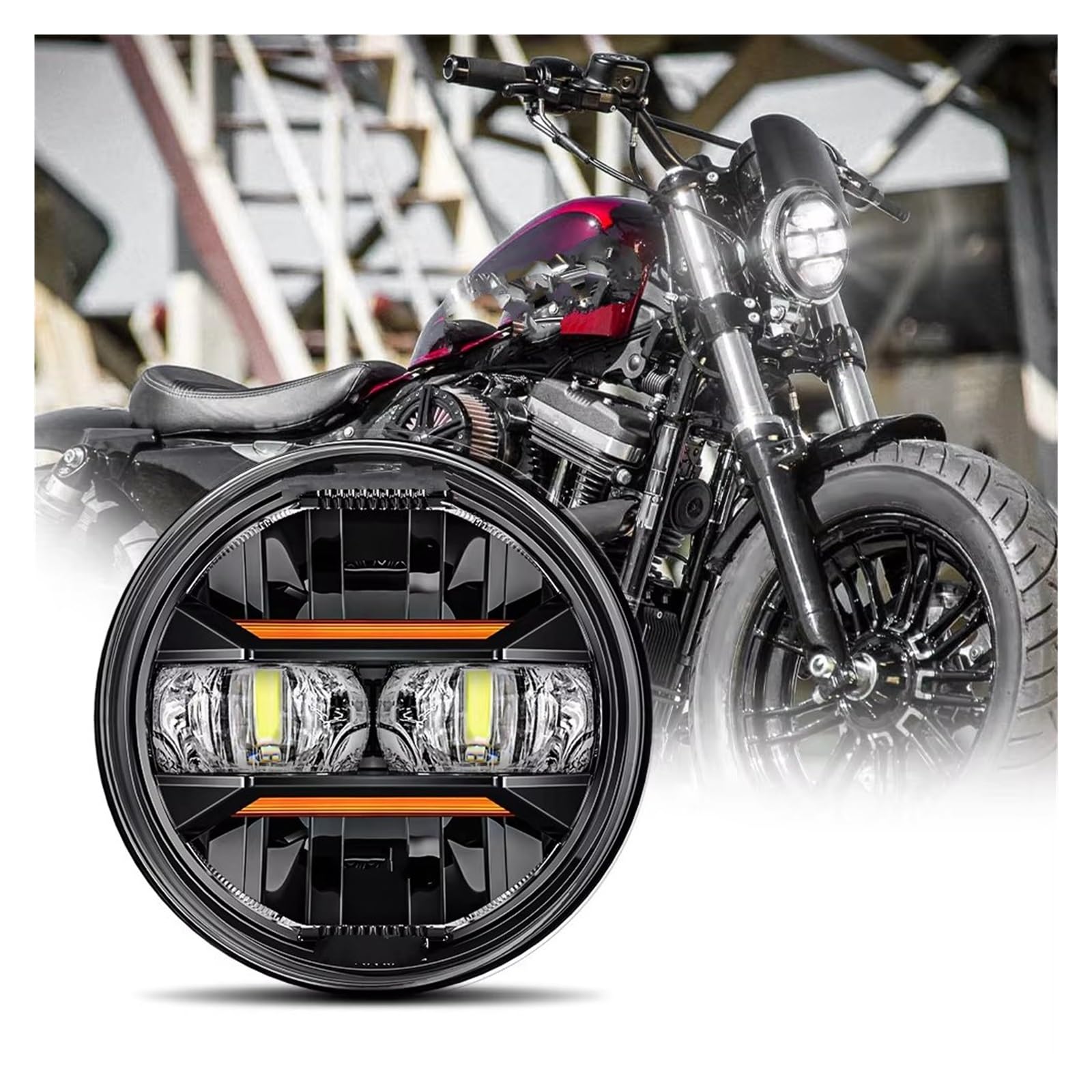 Phare Avant Moto Phare Avant Rond Universel À LED 5,75 Pouces 14,6 Cm avec Feux Jour DRL Moto pour Shadow VT 600 700 750 1100 VTX 1300 1800 LED Phares Avant