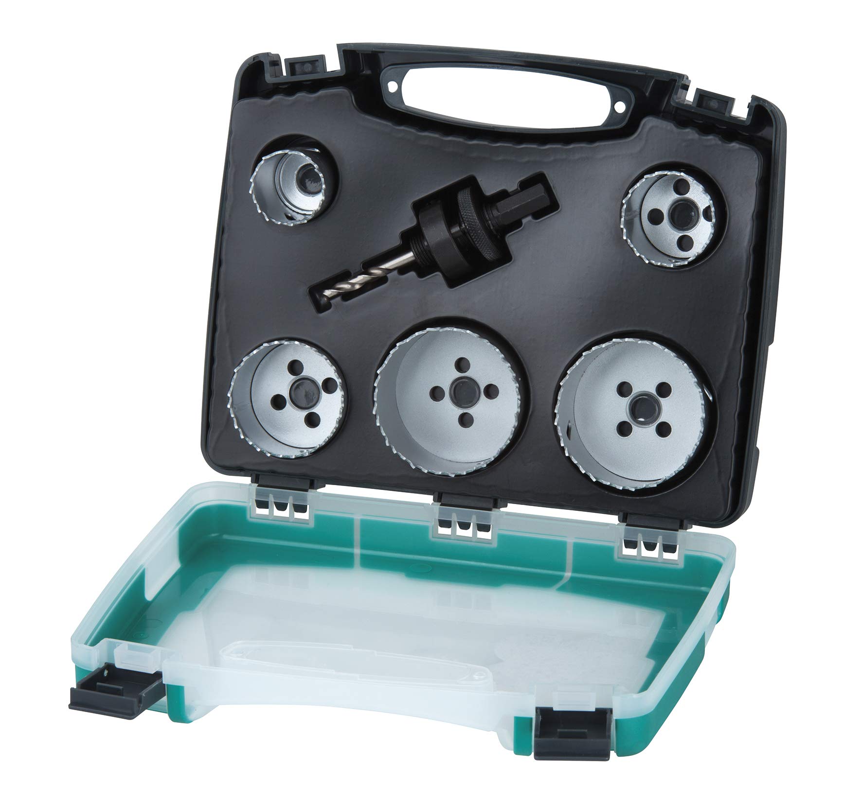 wolfcraft Set di seghe a tazza BIM "Sanitari", Ø 25–83 mm, 6-pz. I 5422000 I Per legno, plastica, metalli e materiali per costruzioni a secco, Ø 25-83 mm, profondità di taglio 40 mm