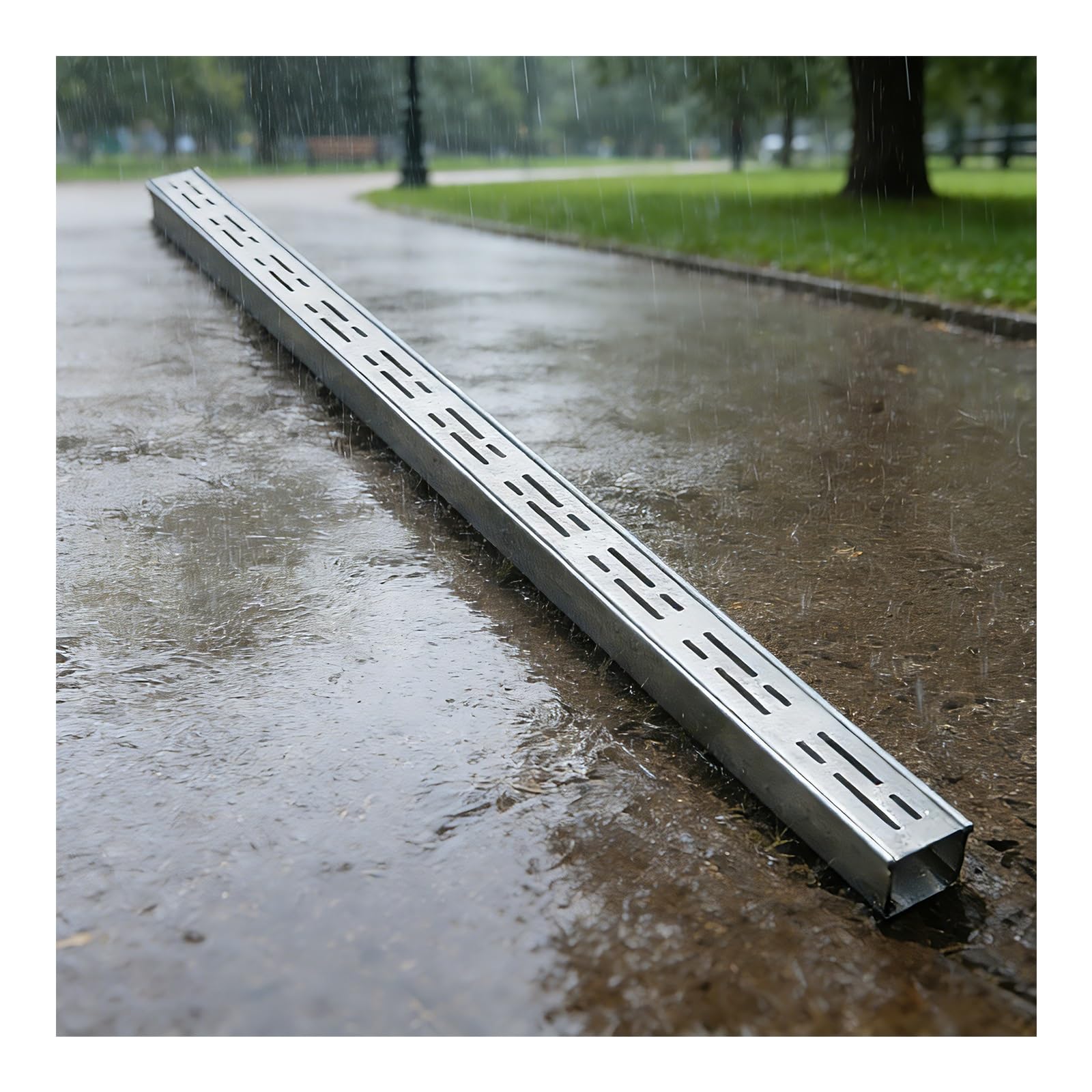 GLDYTVF 304 Stainless Steel Drainage Channel Outdoor Drain with Removable Grate Garden Drainage System for Landscapes Patios & Outdoor Areas (H4*W3.5CM/H1.57*W1.38IN)