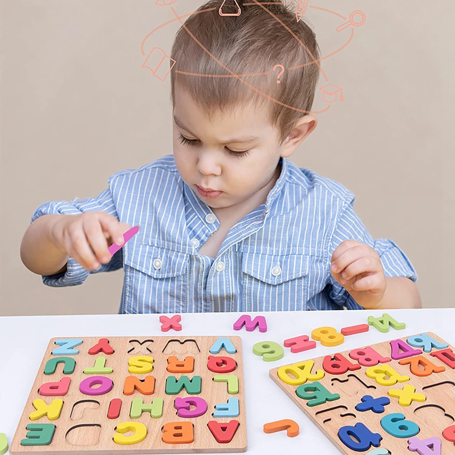 REDITEX Wooden Learning Educational Board for Kids, Puzzle Toys for 2 Years Old Boys & Girls Educational Toyss sfor Toddlers & Preschoolers, ABCD Toys for Kids(Alphabets, Numbers & Shapes) 2