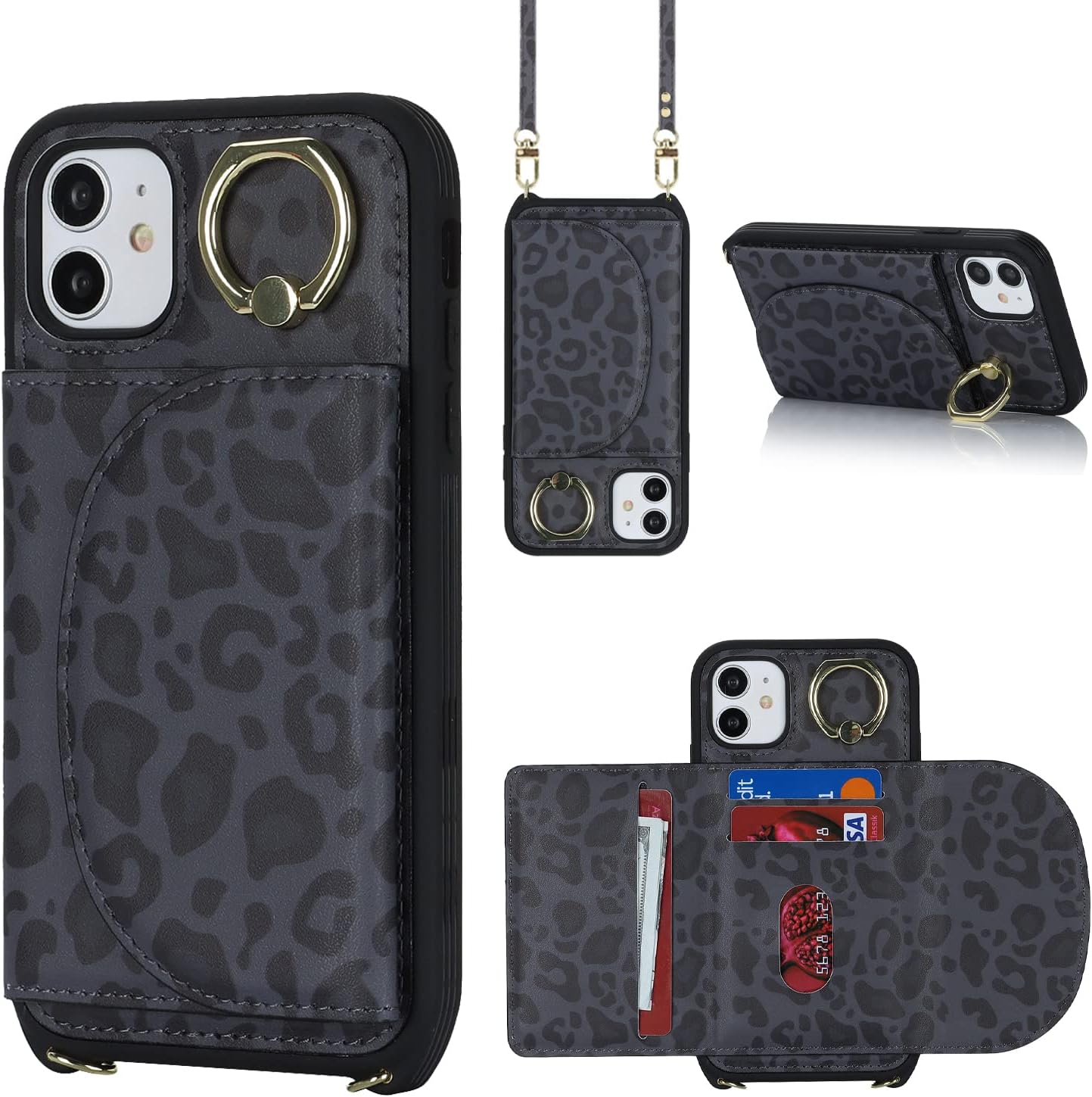 Lipvina for iPhone 11 Phone Case with Card Holder for Women