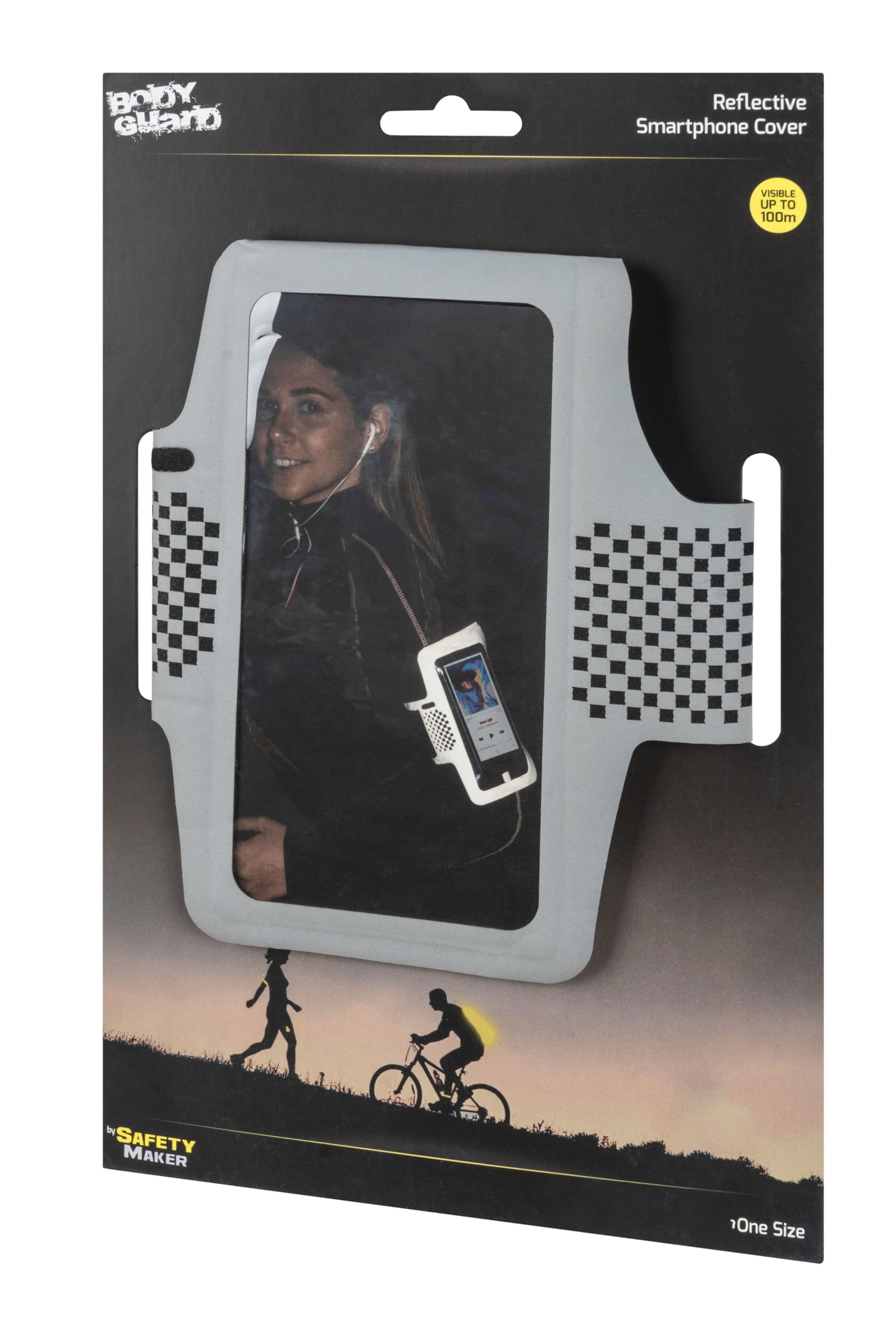 Safety Maker 44589 Custodia per smartphone impermeabile con elementi di design riflettenti per lo sport, il jogging, portacellulare, custodia per la corsa