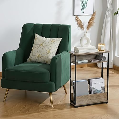 Miniatura 2 de Mesa auxiliar estrecha, mesa auxiliar delgada de 3 niveles con estante de almacenamiento, moderna mesa auxiliar delgada para espacios estrechos y