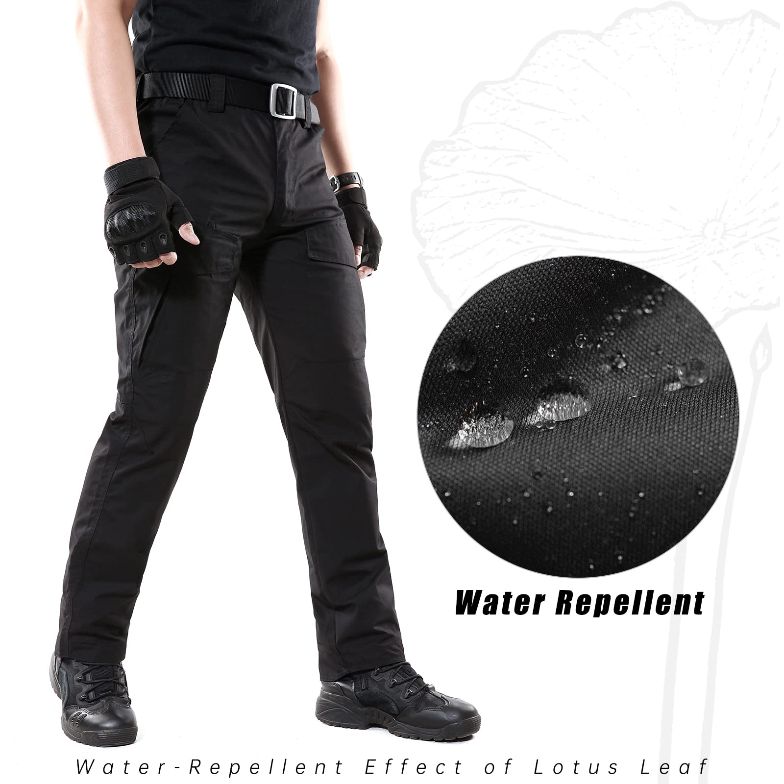 BWBIKE Pantaloni Militari Tattici da Uomo Pantaloni da Paintball da Combattimento Pantaloni da Lavoro Mimetici da Allenamento All'aperto (Senza Cintura), Nero