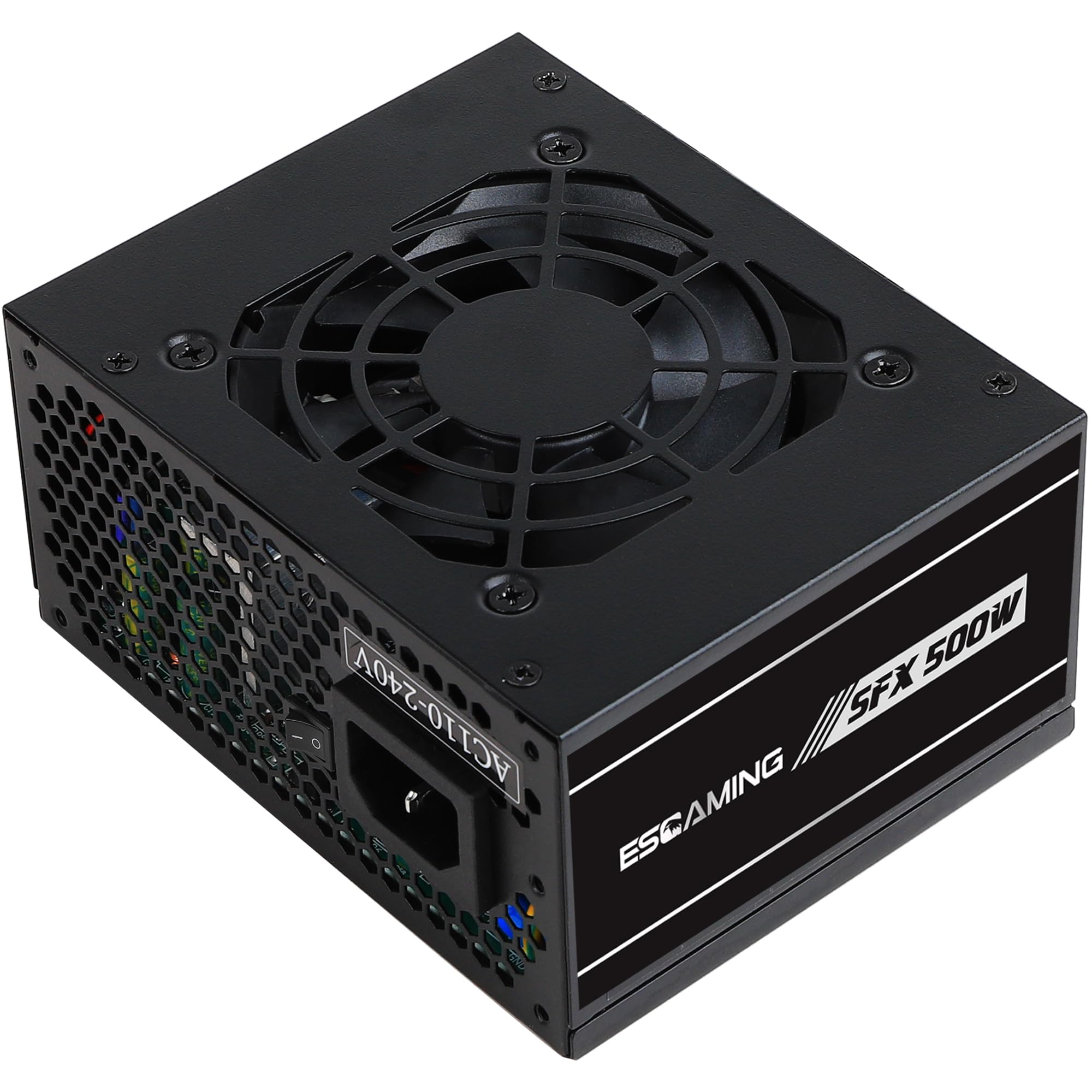ESGAMING - Fuente de alimentación SFX de 500 W, fuente de alimentación activa PFC PSU silenciosa de 80 mm, ventilador FDB para servidor de juegos de computadora, computadora de factor de forma SFX