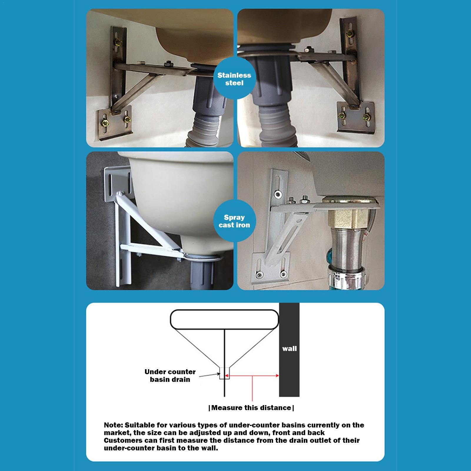 Unterbau-Halterungen Für Spüle - 2 Verstellbare Stützbeine (34,8–59,9 Cm) Zur Sicheren Montage