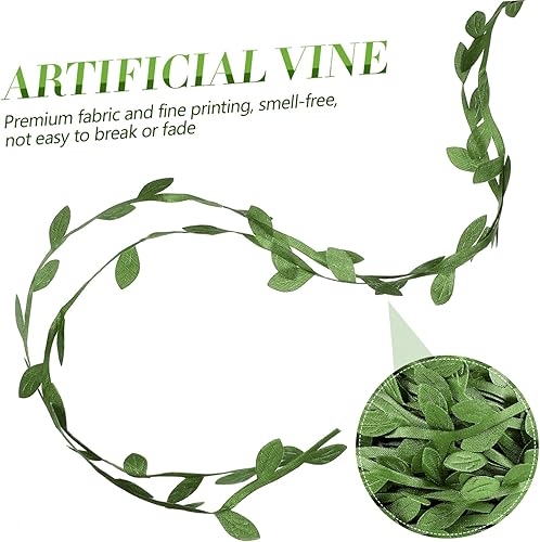Miniatura 9 de EXCEART 1 rollo de hojas verdes artificiales, enredaderas, patios, hojas de cinta para manualidades, guirnalda de vegetación sintética reutilizable