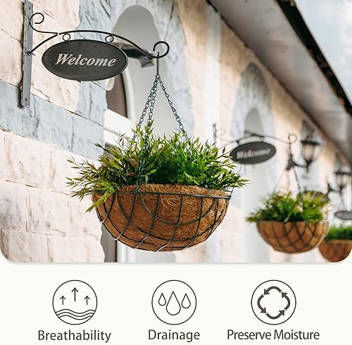 Miniatura 4 de GreatBuddy 4 forros colgantes de coco de 16 pulgadas resistentes forros de coco redondos para macetas reemplazo perfecto para los viejos 100 natural