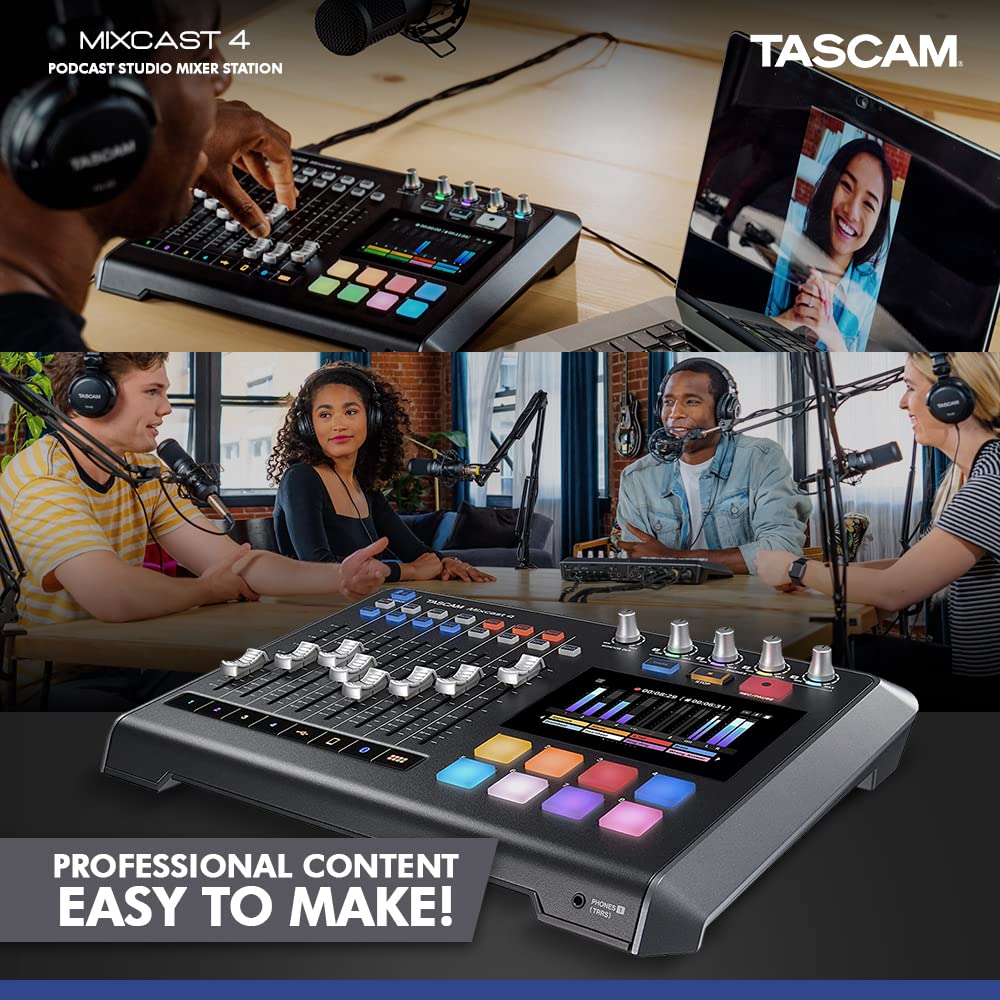 XPIX T Tascam Mixcast 4 Podcast Studio Mixer Station with