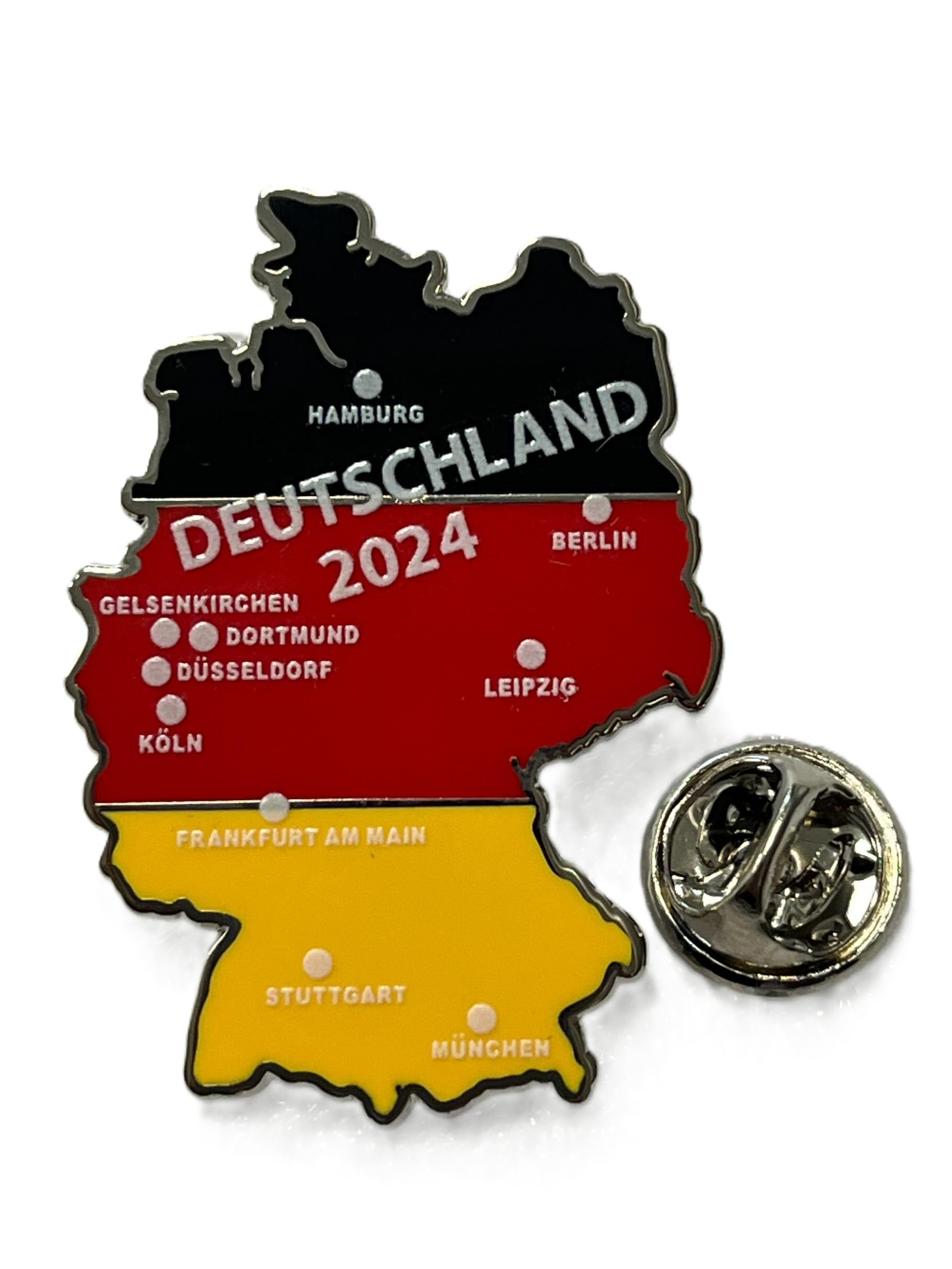 Football Pin Badge Germany National Team - Map Euro World Cup Badge with Host Cities & Special Stadiums - Official DFB Licensed Product - Football Fan Item Collectable