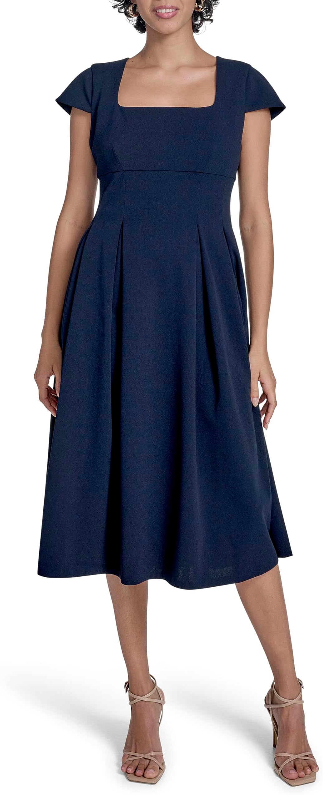 Calvin Klein Square Neck Pleated Aline