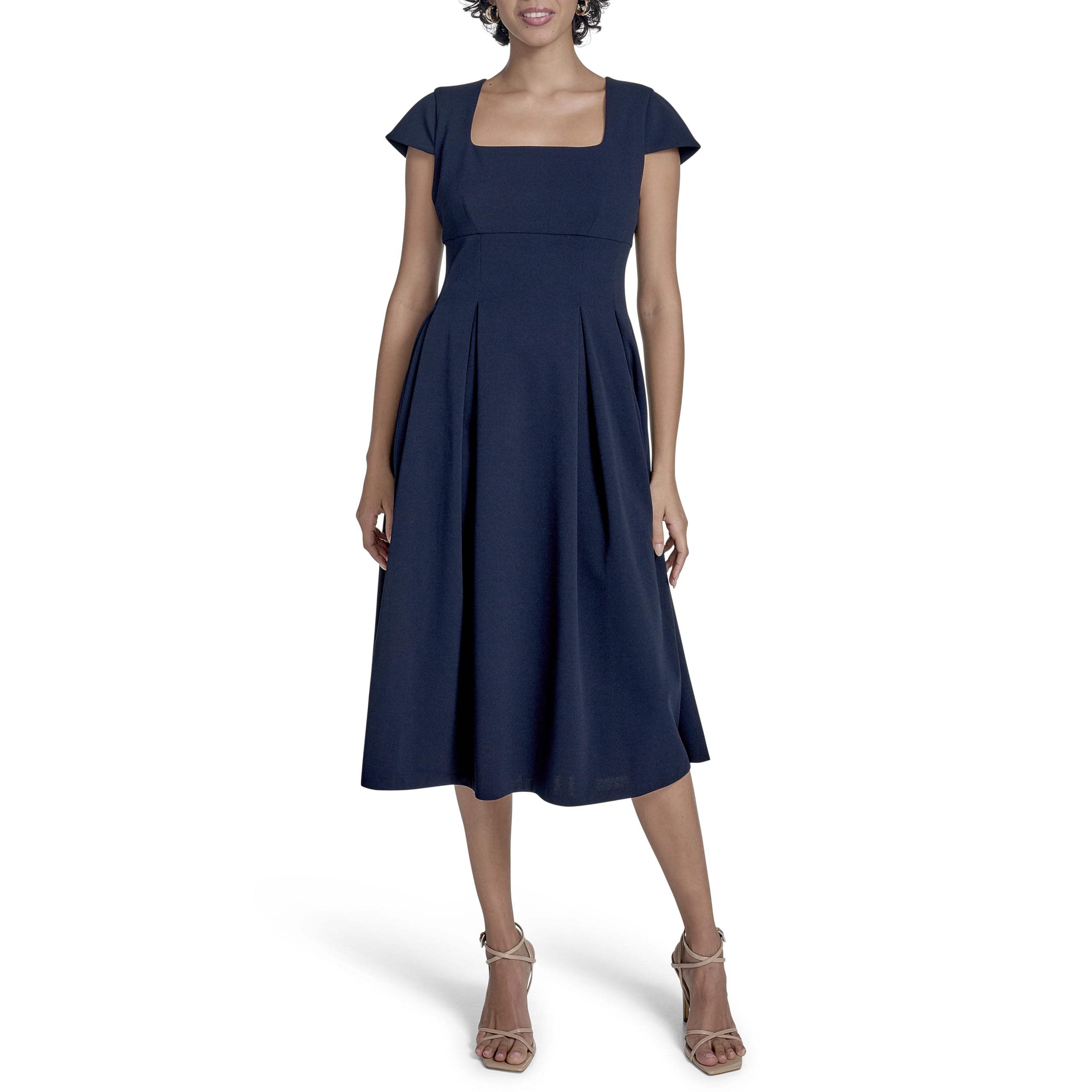

                                                    Calvin Klein Women's Square Neck Pleated Aline Ind