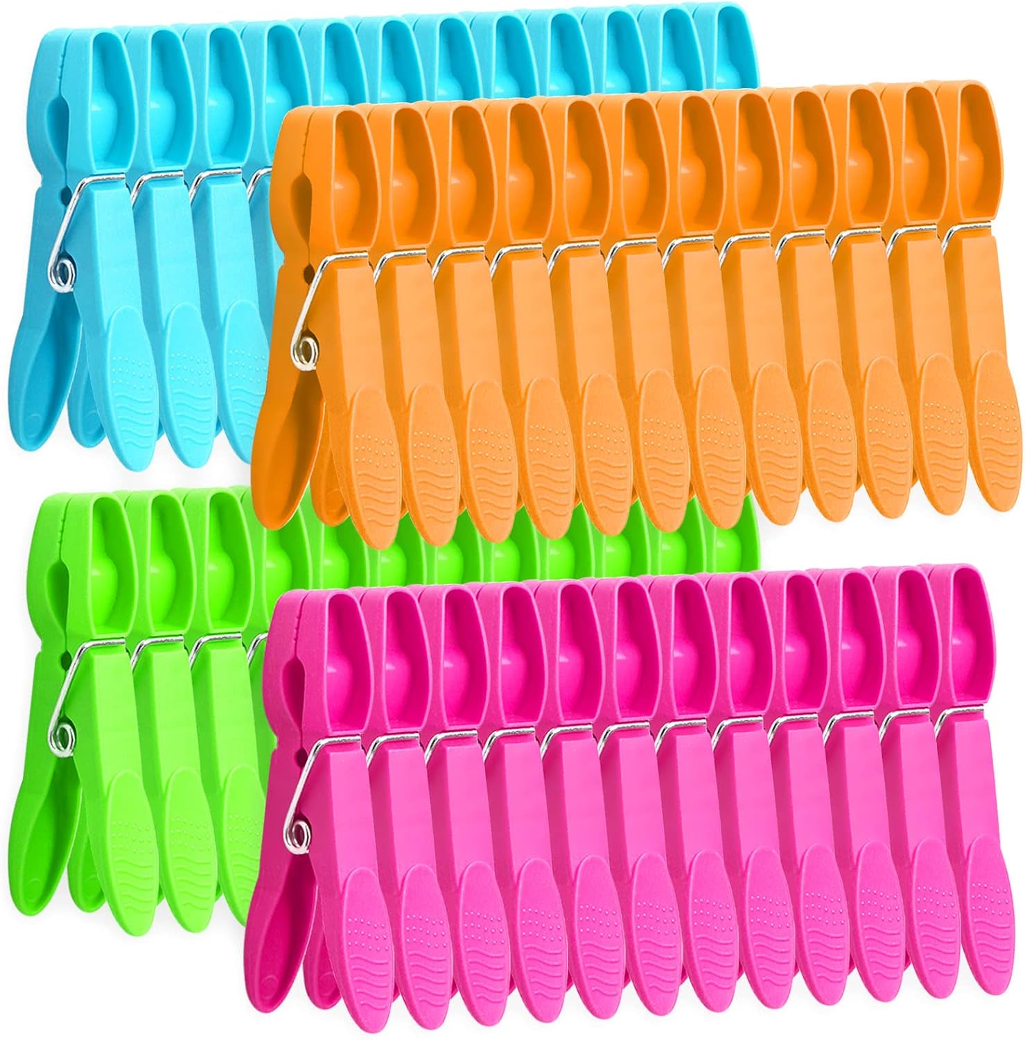 48 Pack Colorful Plastic Clothespins, Heavy Duty Laundry