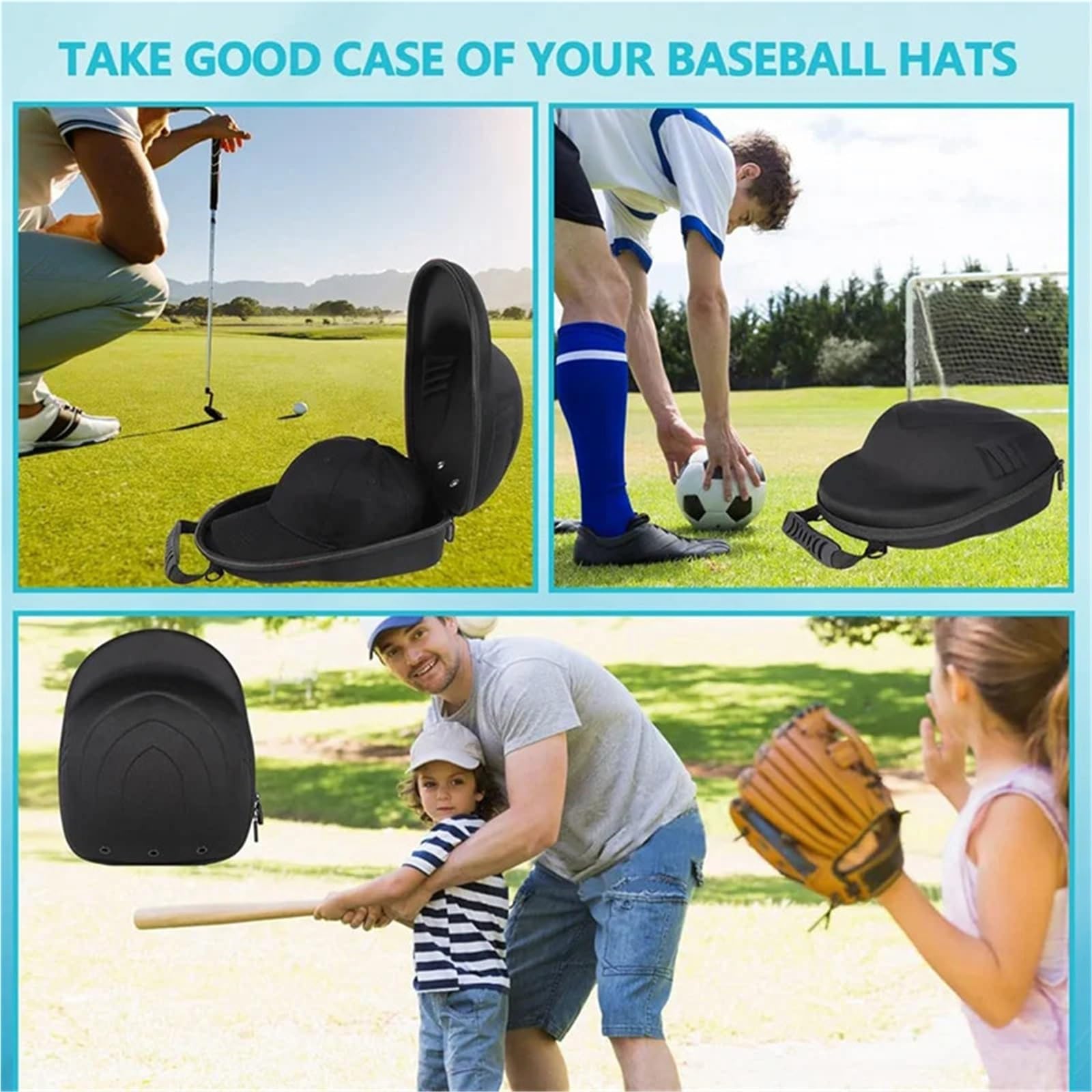 Custodia Rigida Per Berretto Custodia rigida for berretti da baseball | Custodia da viaggio for portacappelli e borsa portaoggetti for cappelli con tracolla regolabile
