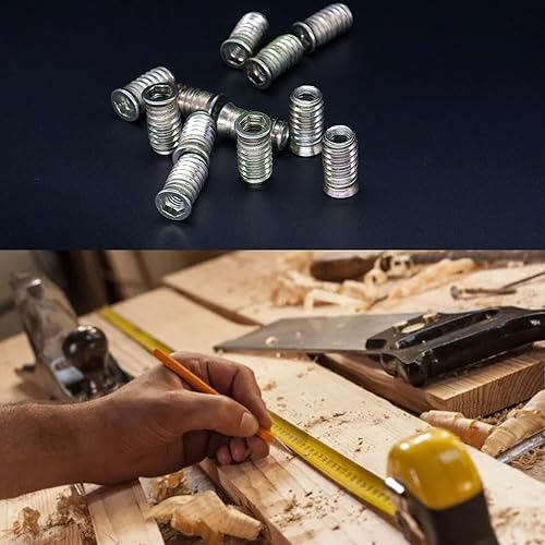 Miniatura 5 de INCONTESTA Tuercas de inserción roscadas para muebles de madera, 12 unidades, M10x30mm, con interfaz hexagonal, acero al carbono chapado en zinc,
