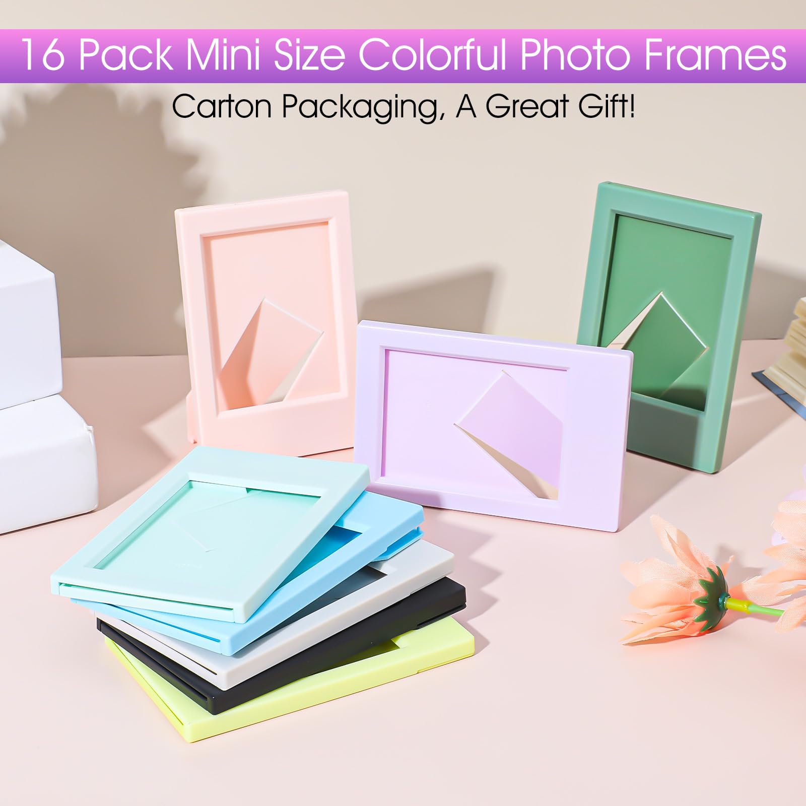 Amazon.com - AojSup 16 Pcs 2x3 Mini Photo Frames Set - Desk Stand