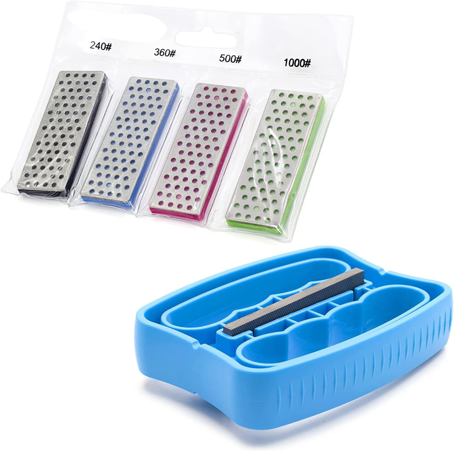 RINOO Multi-Angle Snowboard Ski Side Edge Bevel Sharpener Tool with 4 Diamond Stones 240# 360# 500# 1000#