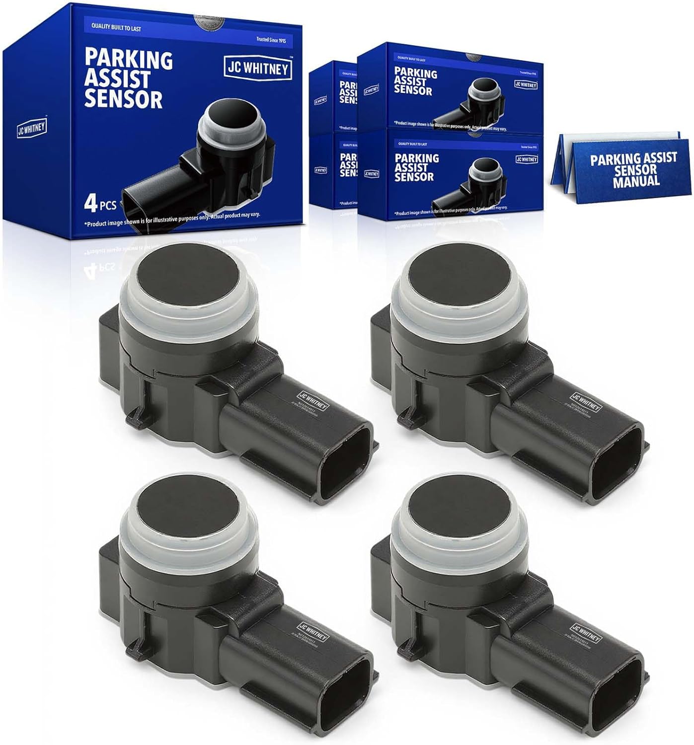 JC Whitney JFBAJCWPAS00058 Set of 4 Front or Rear Parking Aid Assist Sensors - Compatible with Chevrolet Silverado 1500 2014-2019, Silverado 2500 3500 HD 2015-2020, GMC Sierra 1500 2014-2019