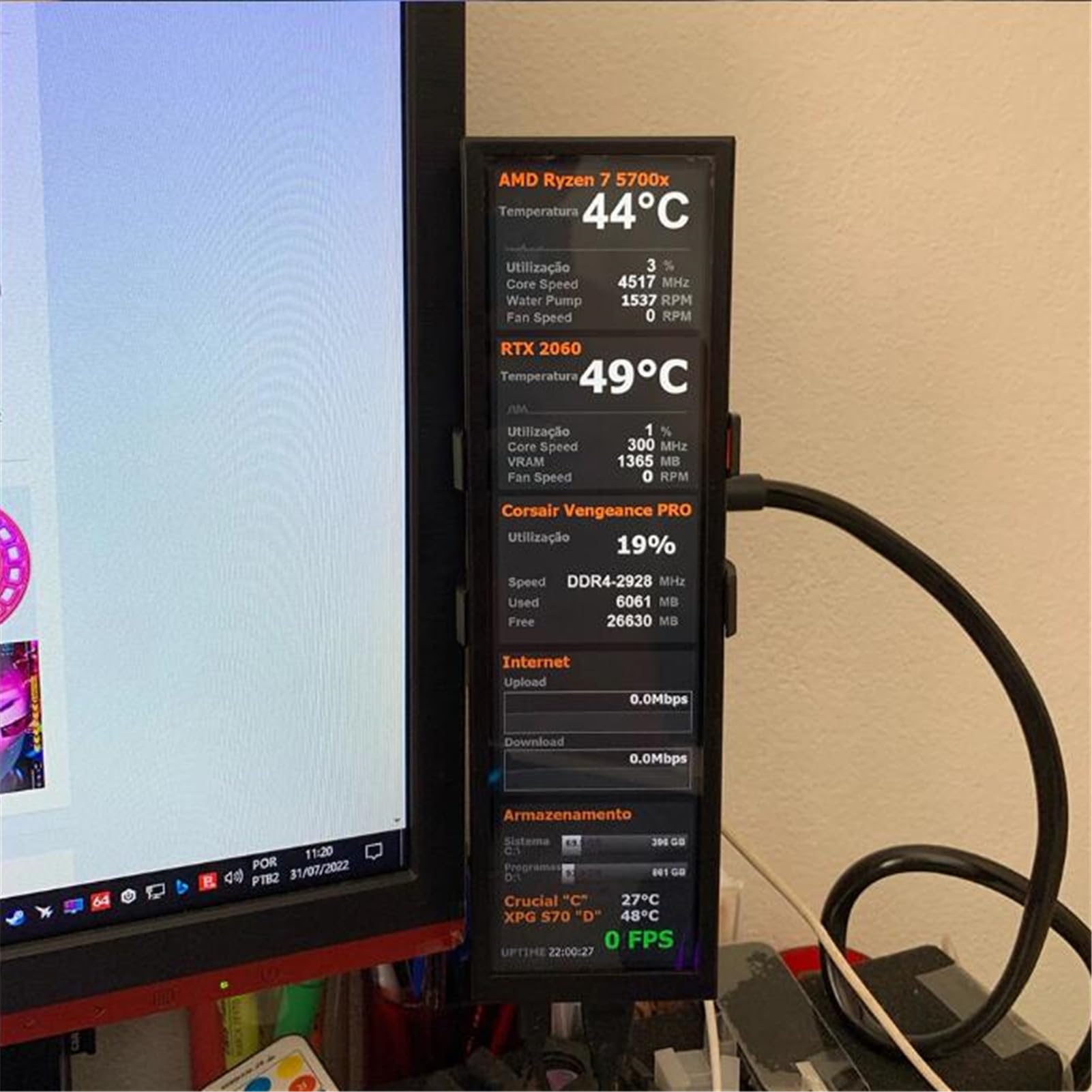 Amazon.com: Computer Temperature Monitor AIDA64, 7.9 Inch USB Mini, PC ...
