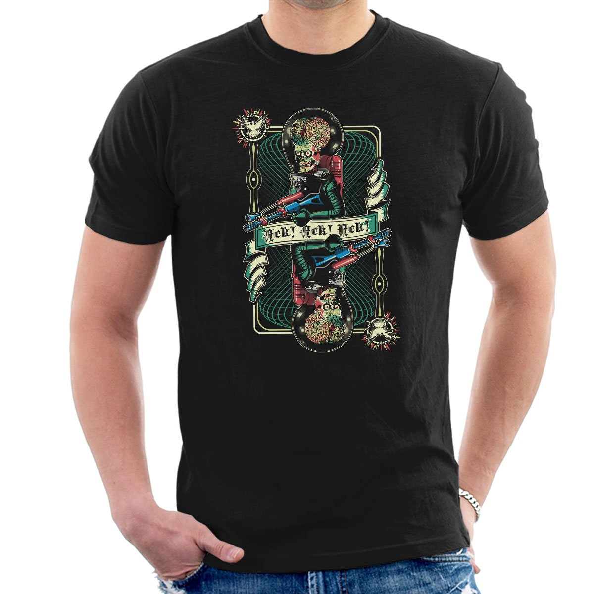 Cloud City 7 Men's Black Mars Attack We Come In Peace T-Shirt
