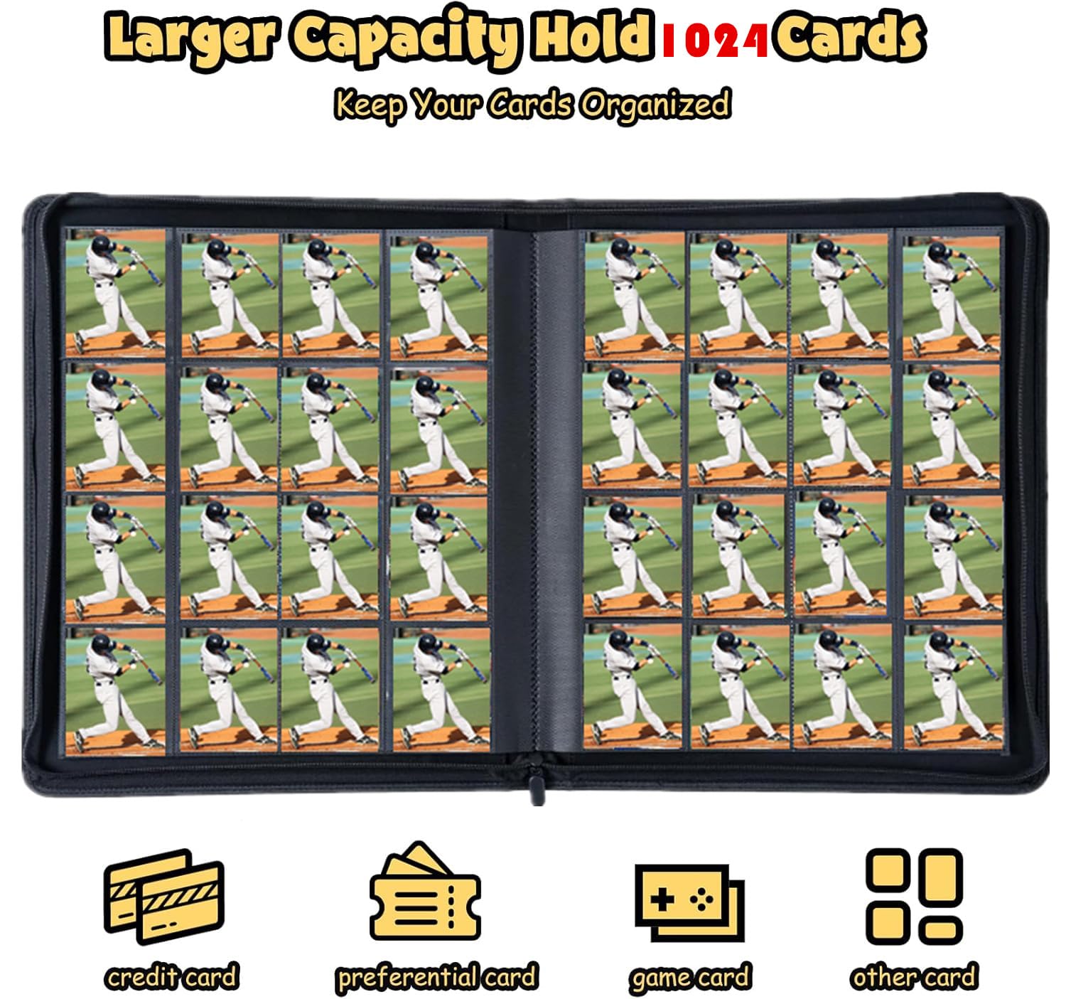 1000+ Pockets Card Binder, Trading Card Binder 16 Pocket, PU Cover with Costum Label, Card Collection Binder for Tcg, MTG, Yugi, Hoke Cards and Cards Sleeve, Card Holder Binders (Purple)