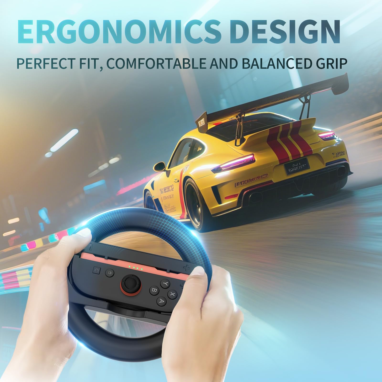 Tixlux 2 Pack Steering Wheels kompatybilny z kontrolerem Nintendo Switch 2 Joy Con, kierownica wyścigowa do gier samochodowych Switch 2 Mario Kart World