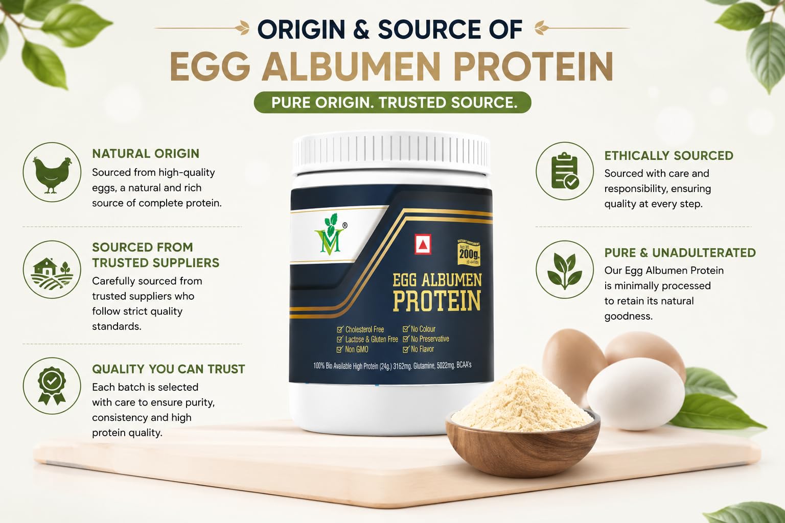 Egg Albumen Powder | Pure Egg White Protein | Zero Fat, Zero Sugar | support Digestion, Lean Muscle Support, Muscle Recovery Pack of 1 (200 gm) — Amazon image 8