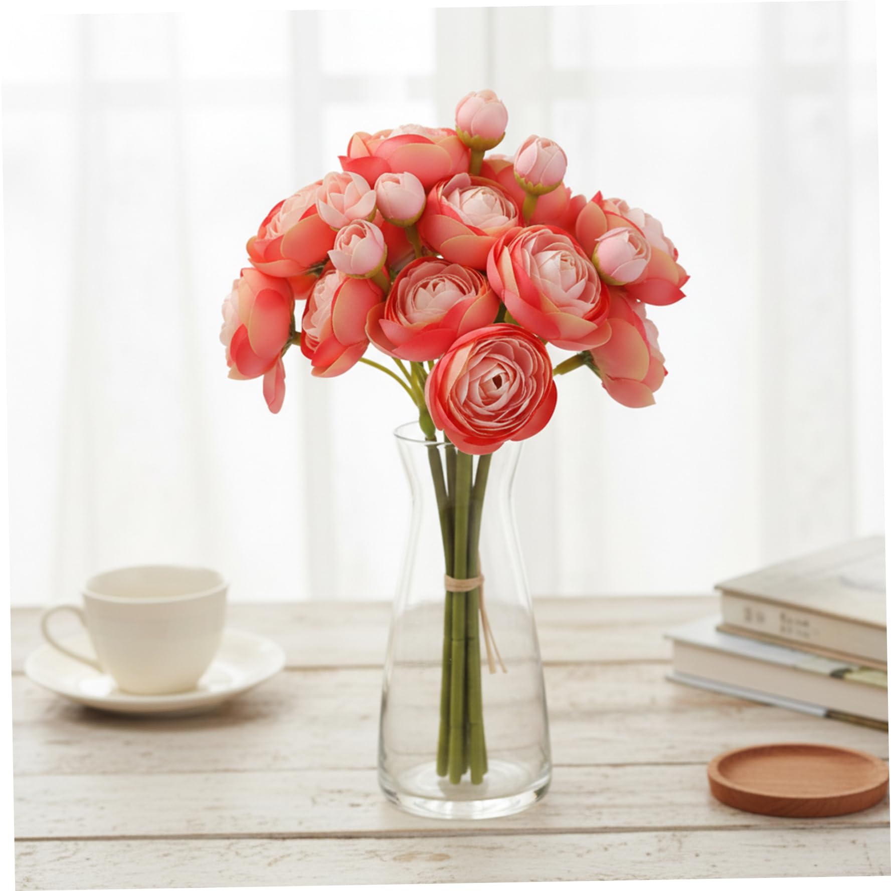 Comebachome 2 Bundles Artificial Ranunculus Flowers, High Realism Faux Ranunculus with Stems for Home Decor, Wedding Centerpieces, Table Arrangements, Utilisation intérieure