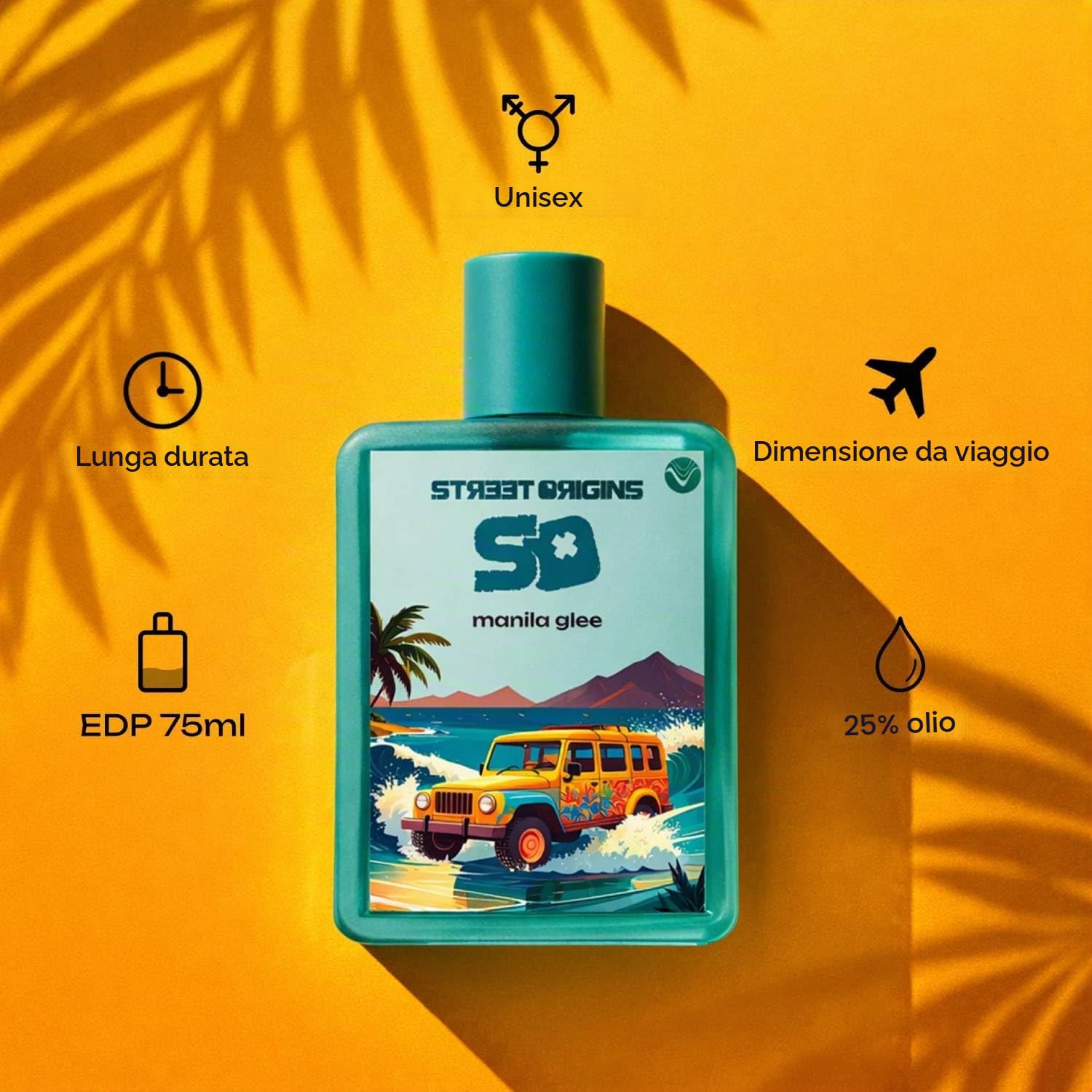 Manila Glee Eau de Parfum Profumo Unisex, Spray Naturale, Fragranza Orientale Dolce Ambrata, 75 ml