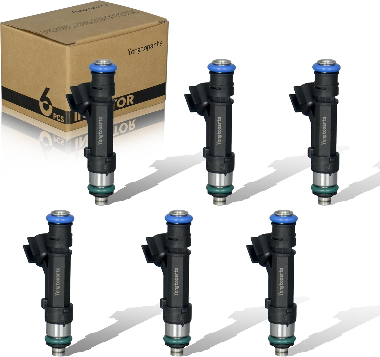 0280158119 Upgraded Fuel Injectors 6PCS Compatible with Chrysler Town & Country 2008-2010, Voyager, Dodge Grand Caravan, Jeep Wrangler, Volkswagen 3.3L 3.8L Replace OE 4861667AA FJ1029