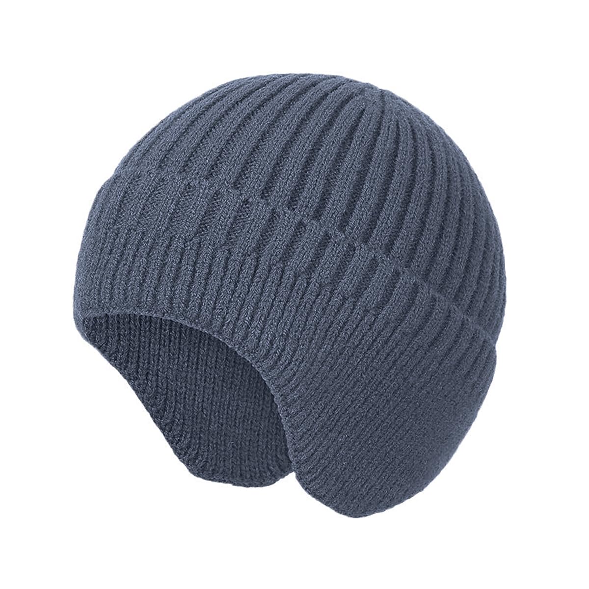 SYGA Winter Woolen Hat Men Ears Protection Beanie Knitted Hat Soft Plush Warm Cap (Above 15 Year) Dark Grey - Image 2 thumbnail