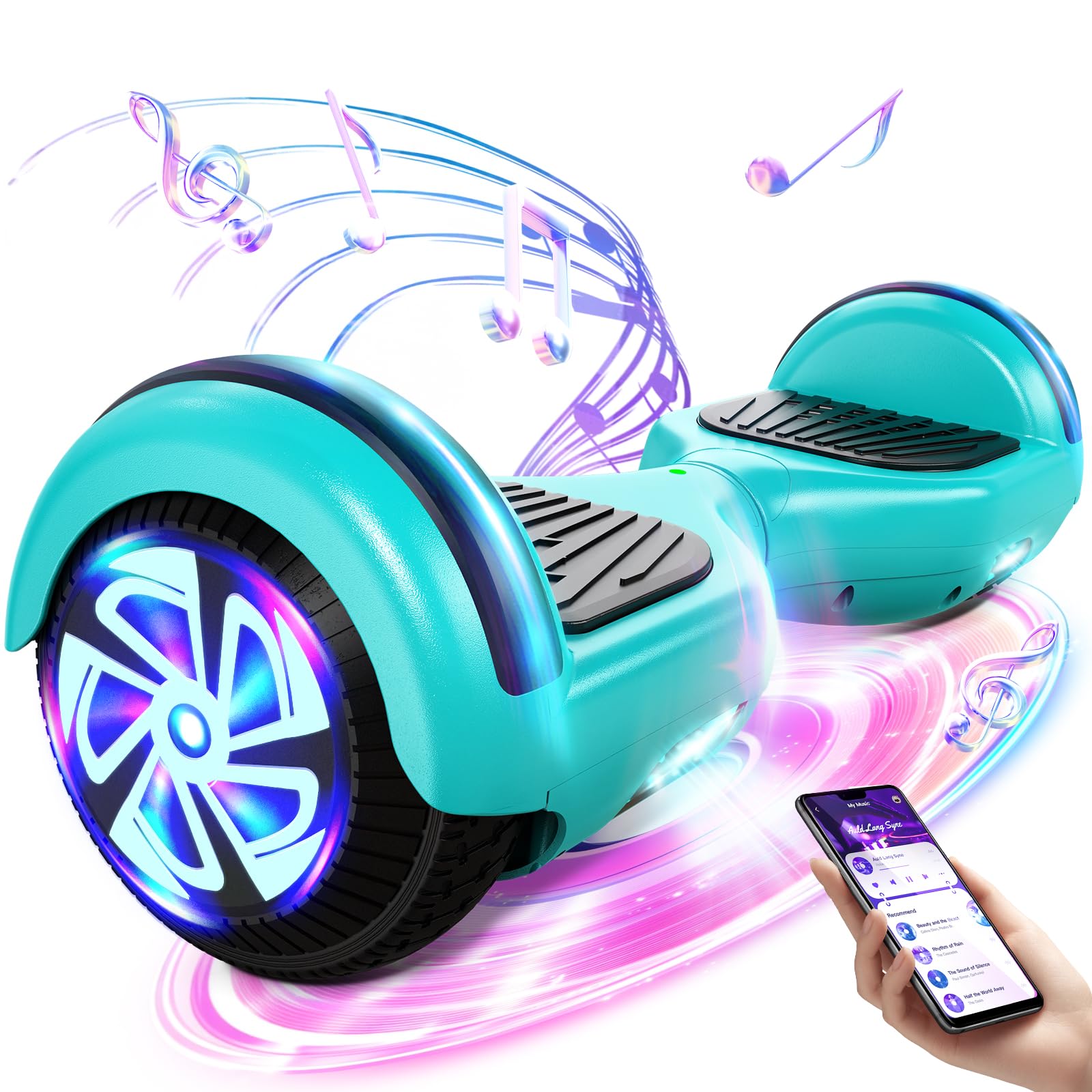 Hoverboard 6,5 pollici Overboard, hoverboard fuoristrada Gyropod, scooter elettrico autobilanciato con Bluetooth e LED per bambini e adulti