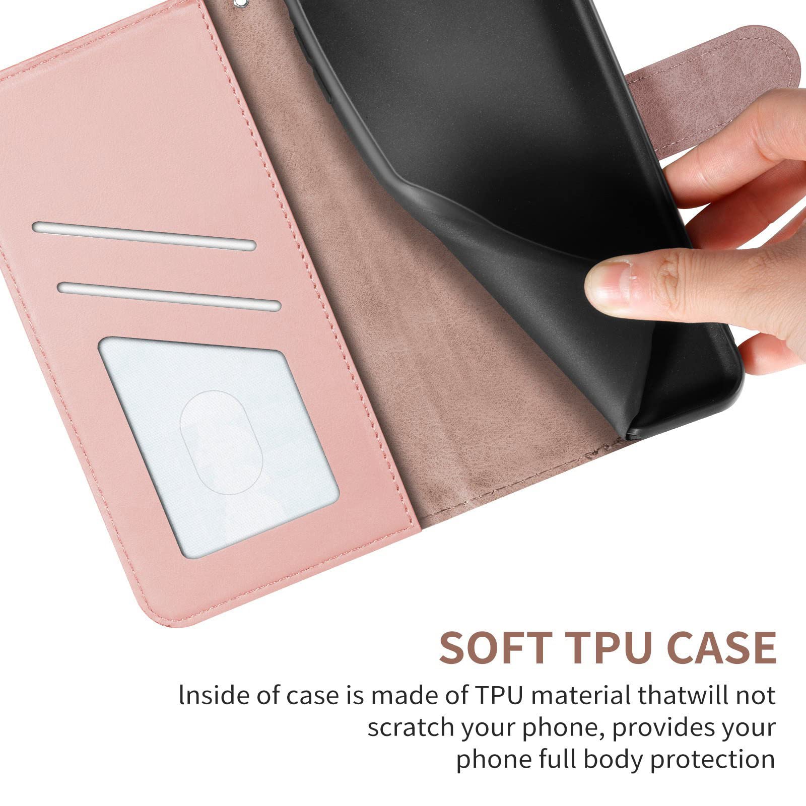 Etui do Samsung Galaxy S22/S22 Plus/S22 Ultra, wytłaczany jeleń skóra PU, portfel etui z przegródkami na karty podpórka, magnetyczne etui na telefon z klapką, różowe, S22 6,1"